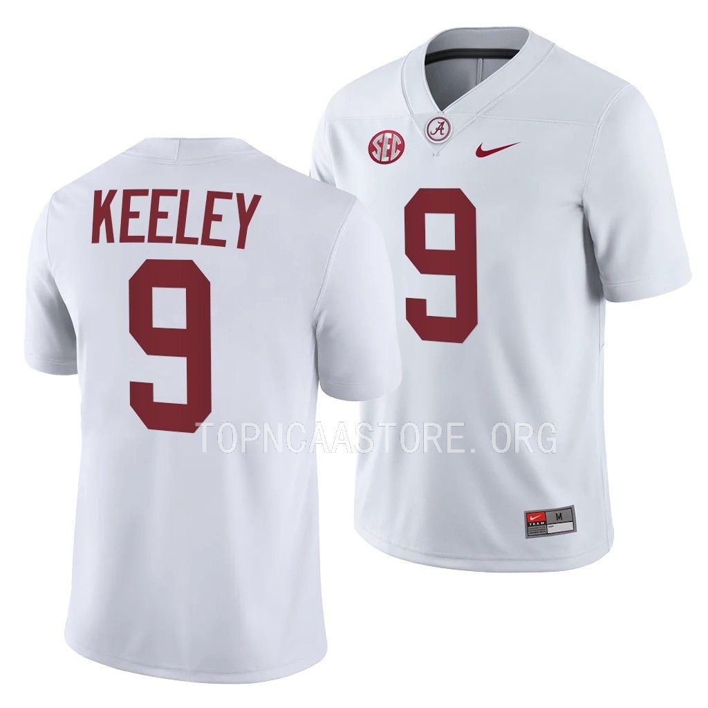 Alabama Crimson Tide Keon Keeley Jersey College White #9 2023 5-star Men's Shirt
