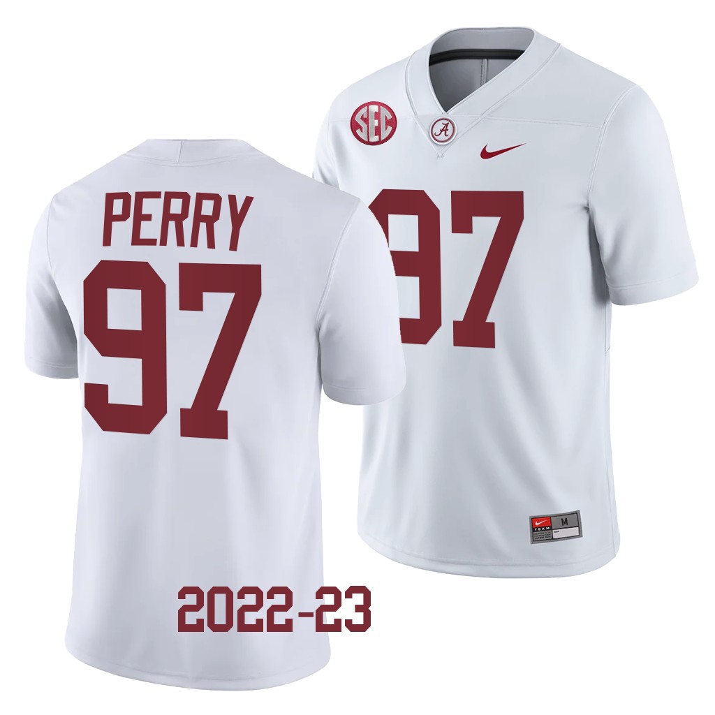 Alabama Crimson Tide Khurtiss Perry Jersey 2022-23 College White #97 Men's Shirt