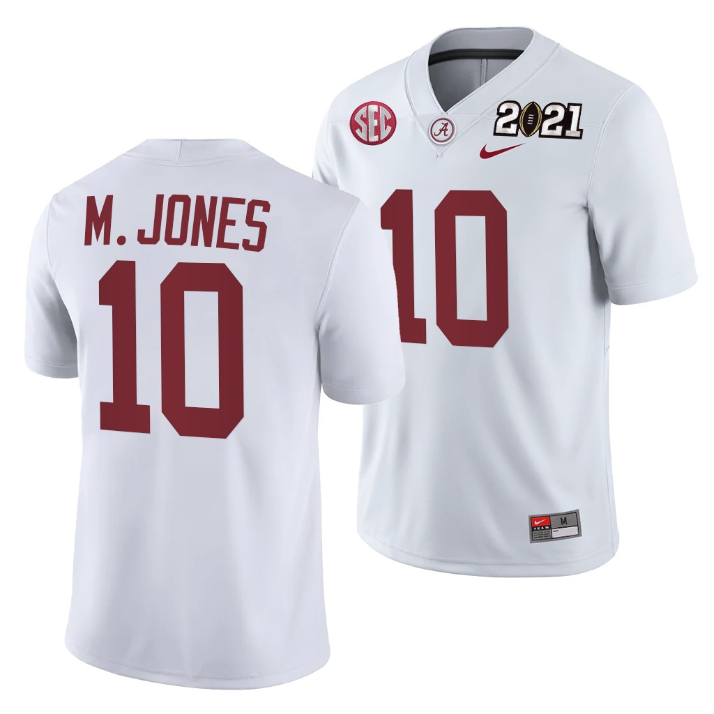 Alabama Crimson Tide Mac Jones 2021 Rose Bowl Champions Jersey White College Playoff Away