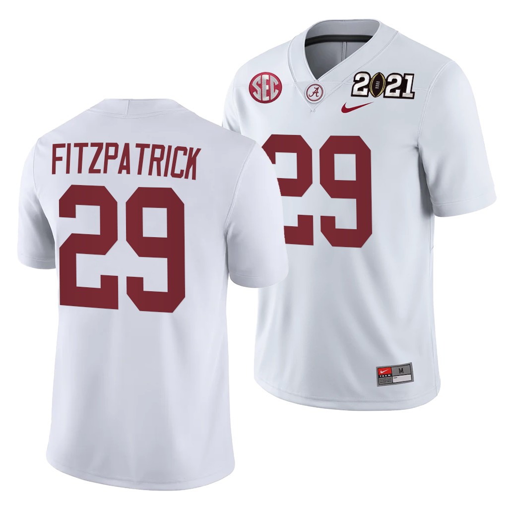 Alabama Crimson Tide Minkah Fitzpatrick 2021 Rose Bowl Champions Jersey White College Playoff Away
