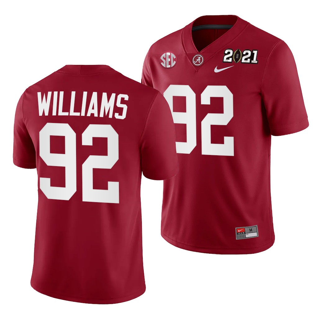 Alabama Crimson Tide Quinnen Williams 2021 Rose Bowl Champions Jersey Crimson College Playoff Home