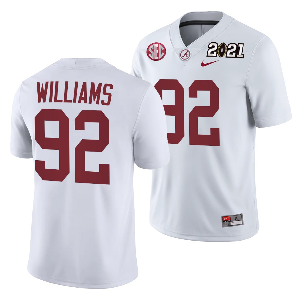 Alabama Crimson Tide Quinnen Williams 2021 Rose Bowl Champions Jersey White College Playoff Away