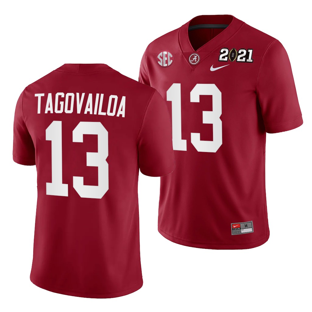 Alabama Crimson Tide Tua Tagovailoa 2021 Rose Bowl Champions Jersey Crimson College Playoff Home