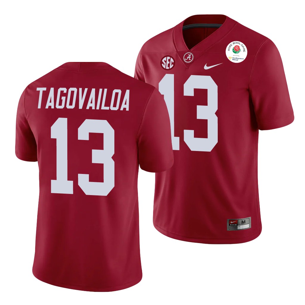 Alabama Crimson Tide Tua Tagovailoa 2021 Rose Bowl Crimson College Jersey