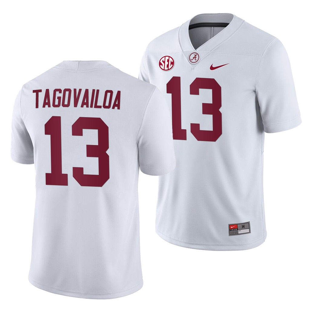 Alabama Crimson Tide Tua Tagovailoa White College Men's Away Game Jersey