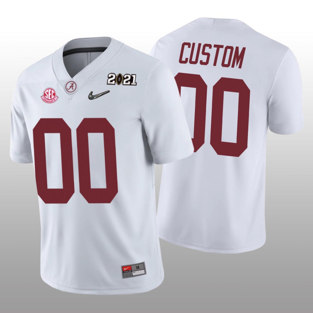 Alabama Crimson Tide White 2021 National Champions Custom Jersey