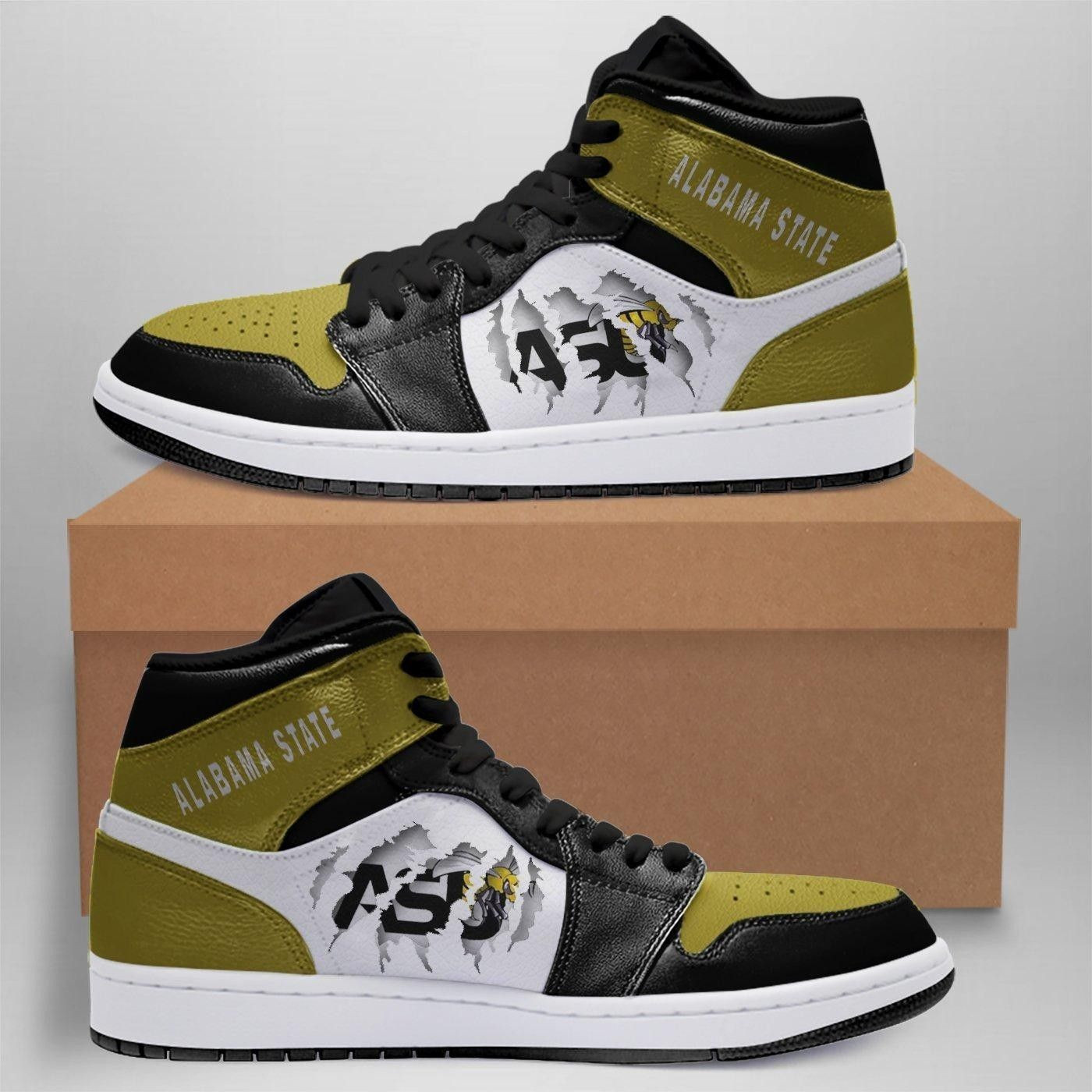 Alabama State Hornets ASU NCAA team Sneakers Gift For Fans High Top Air Jordan Sneaker, Air Jordan Hightop