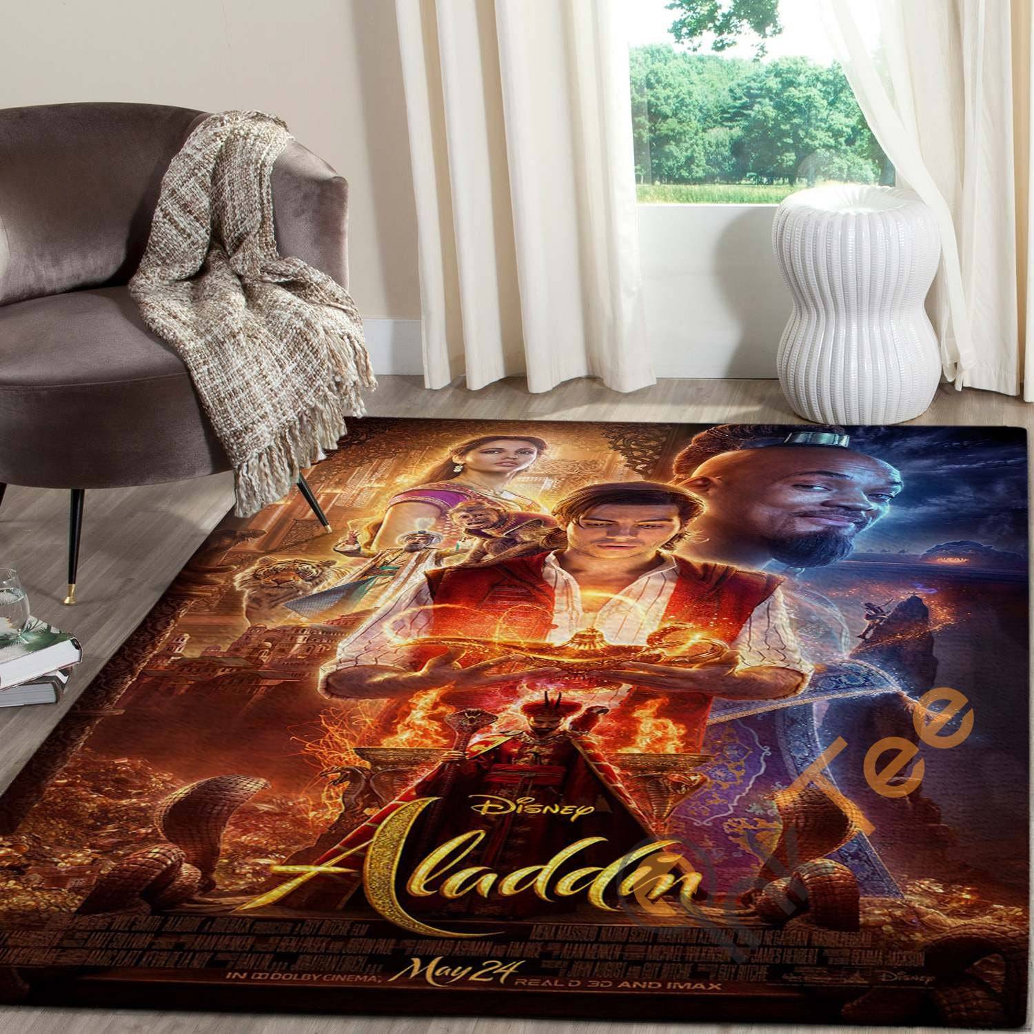 Aladdin And Jasmine Disney Coloring World Lover Movies Designer Inspired Christmas Rectangle Rug