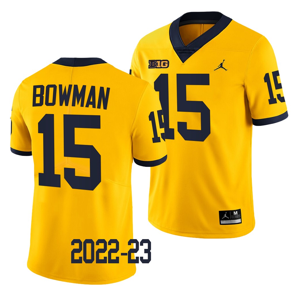 Alan Bowman Michigan Wolverines #15 Maize Jersey 2022-23 College  Men’s Limited Uniform