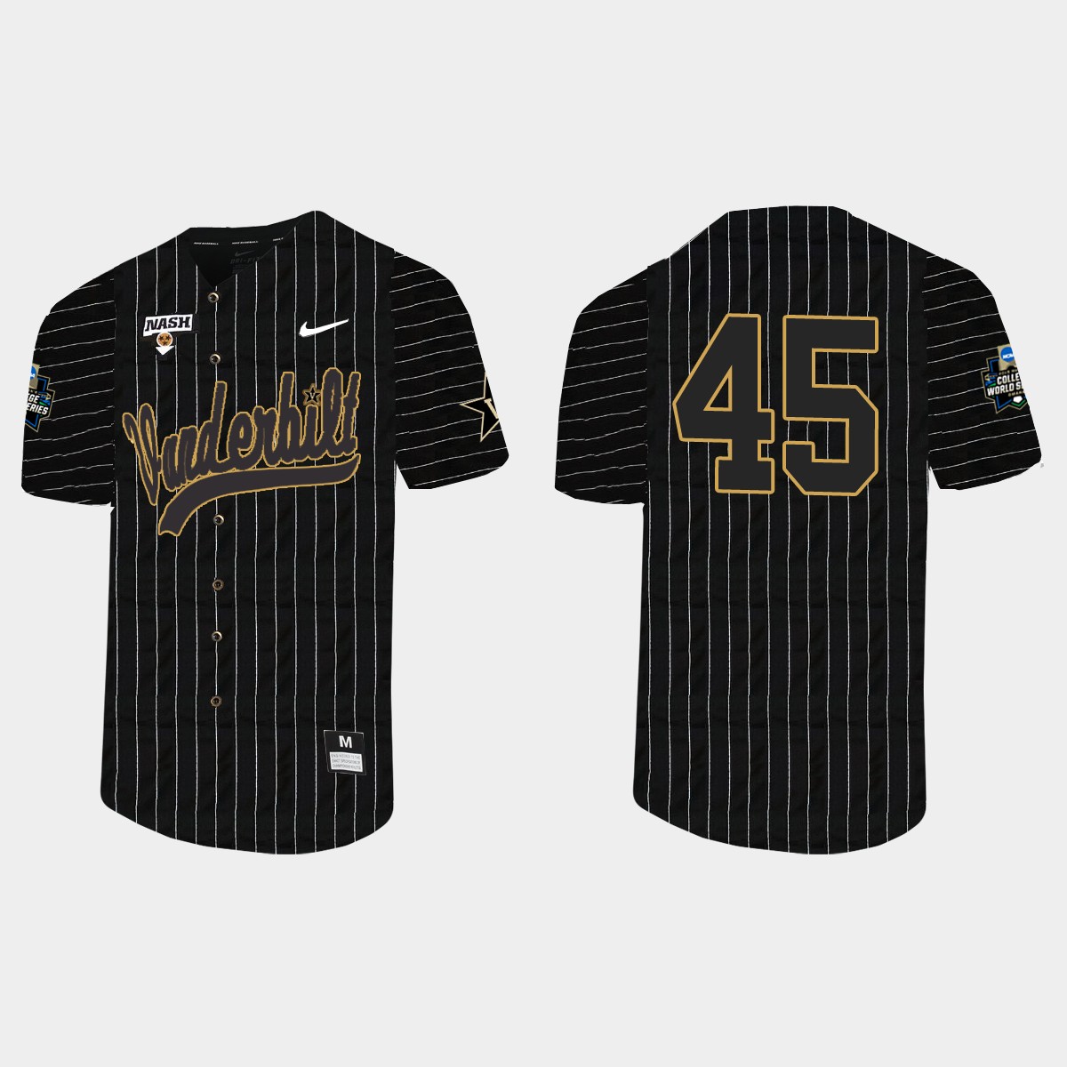 Alan Espinal Vanderbilt Commodores 2021 College World Series Pinstripe Jersey - Black