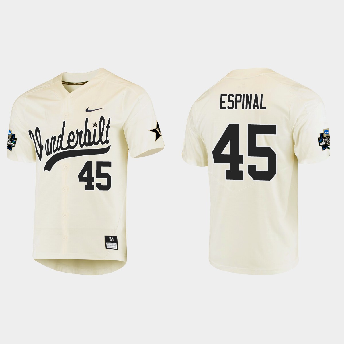 Alan Espinal Vanderbilt Commodores College World Series Jersey - Cream