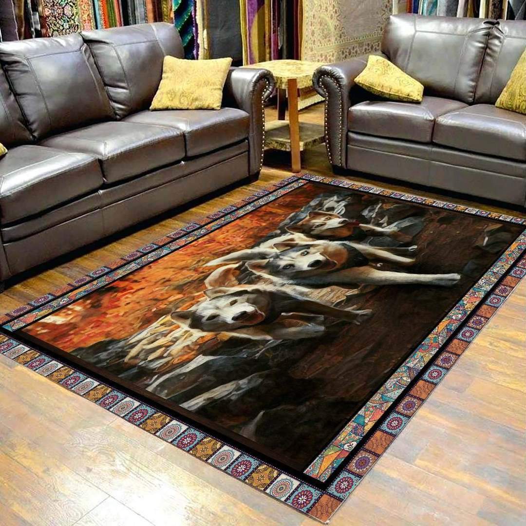 Alaskan Malamute Running Limited Edition Rectangle Rug