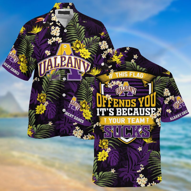 Albany Great Danes NCAA Summer – Hawaii Shirt For This Season – Gift For Sport Lovers With Tropical Patterns