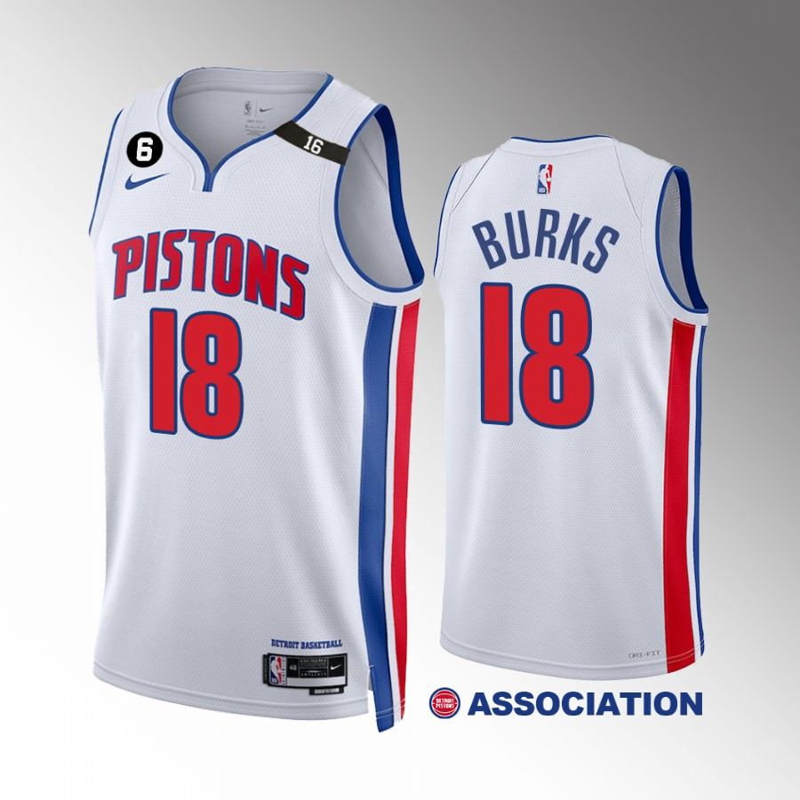 Alec Burks 18 2022-23 Detroit Pistons White Association Edition Stitched Jersey Swingman