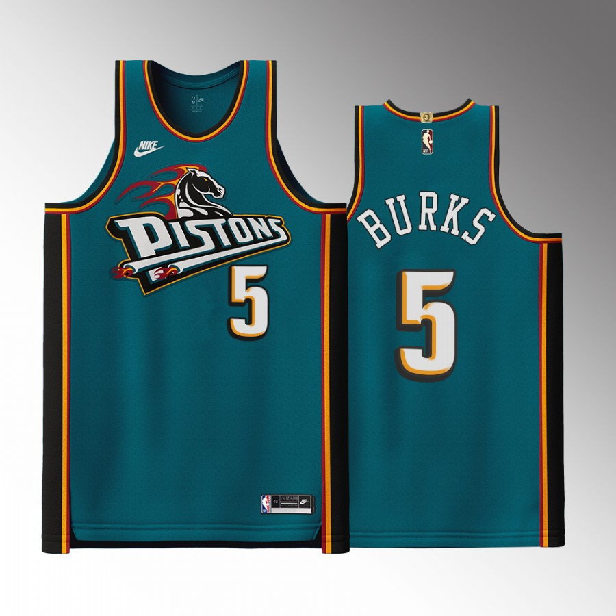 Alec Burks 5 2022-23 Detroit Pistons Teal Classic Edition Stitched Jersey