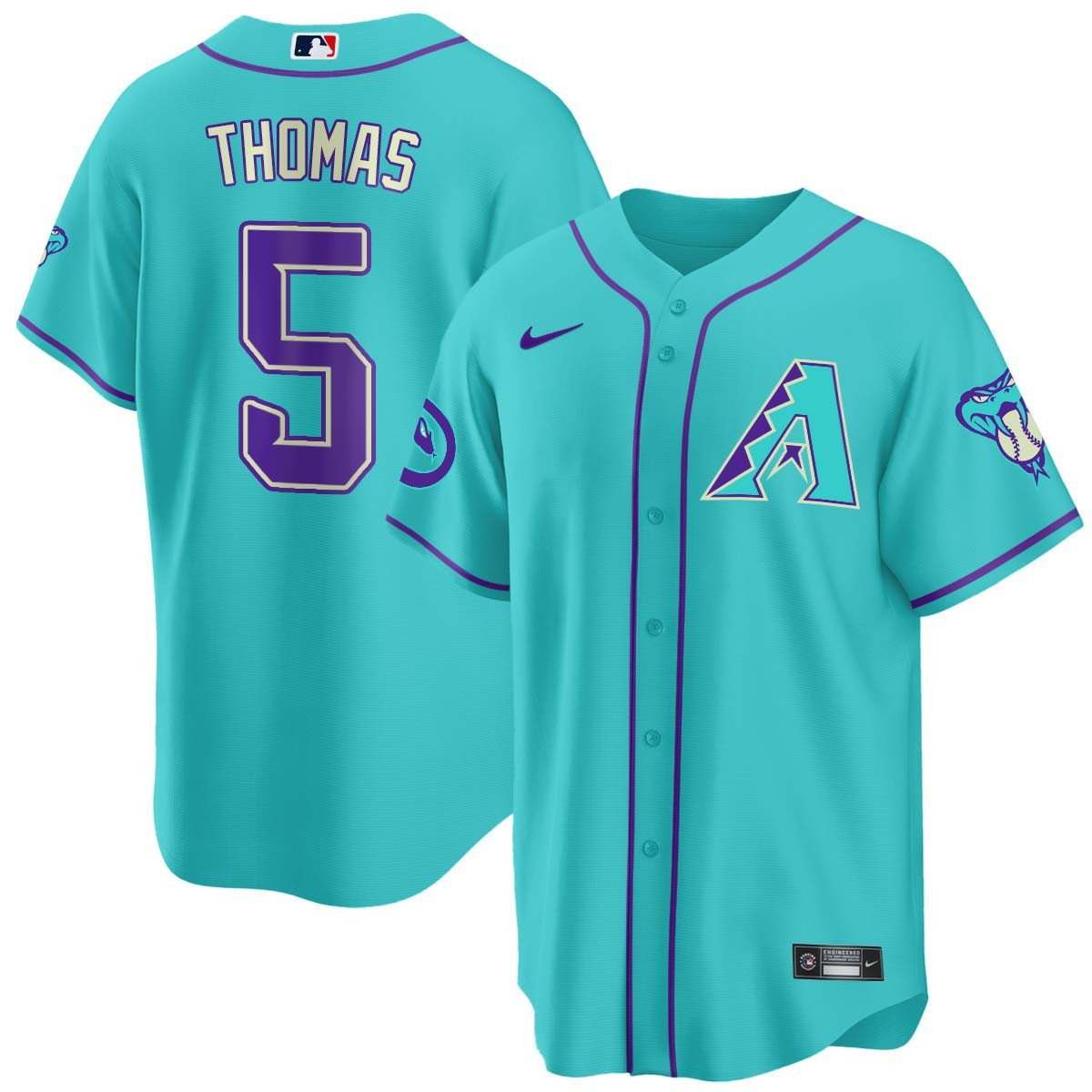 Alek Thomas Men's 2024 Arizona Diamondbacks Teal Purple Cool Base Jersey - All Stitched