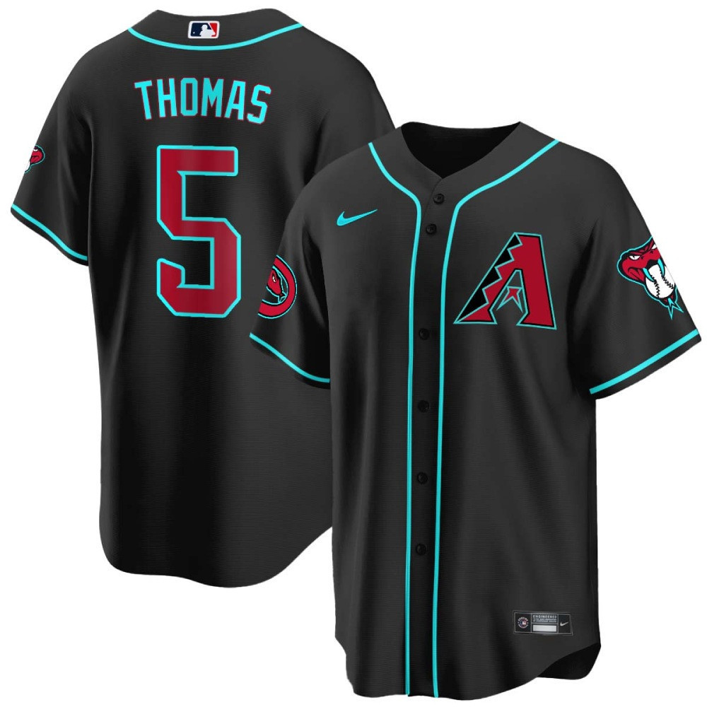 Alek Thomas Men's Arizona Diamondbacks 2024 Cool Base Black Alternate Jersey - All Stitched