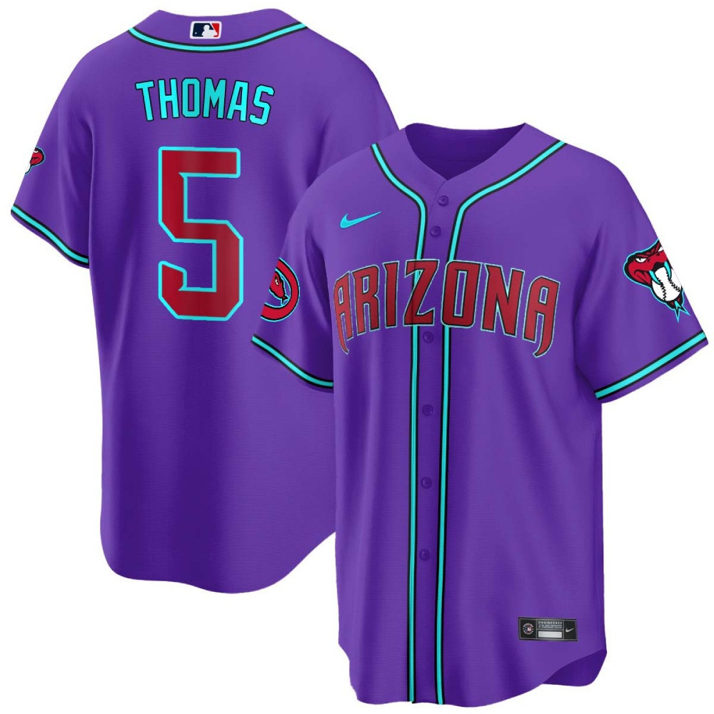 Alek Thomas Men's Arizona Diamondbacks 2024 Cool Base V2 Purple Arizona Jersey - All Stitched
