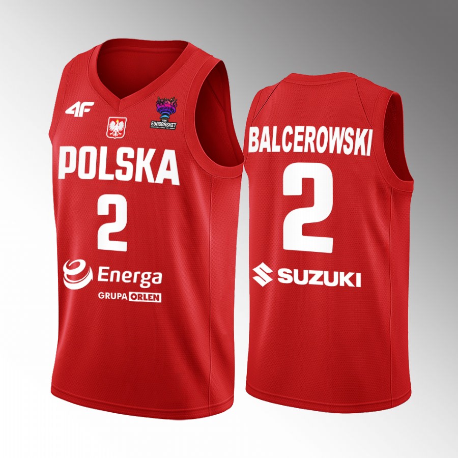 Aleksander Balcerowski Poland FIBA EuroBasket 2022 Red Jersey Away #2