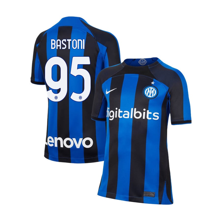 Alessandro Bastoni 95 Inter Milan 2022/23 Home Jersey – Youth, Black/Blue
