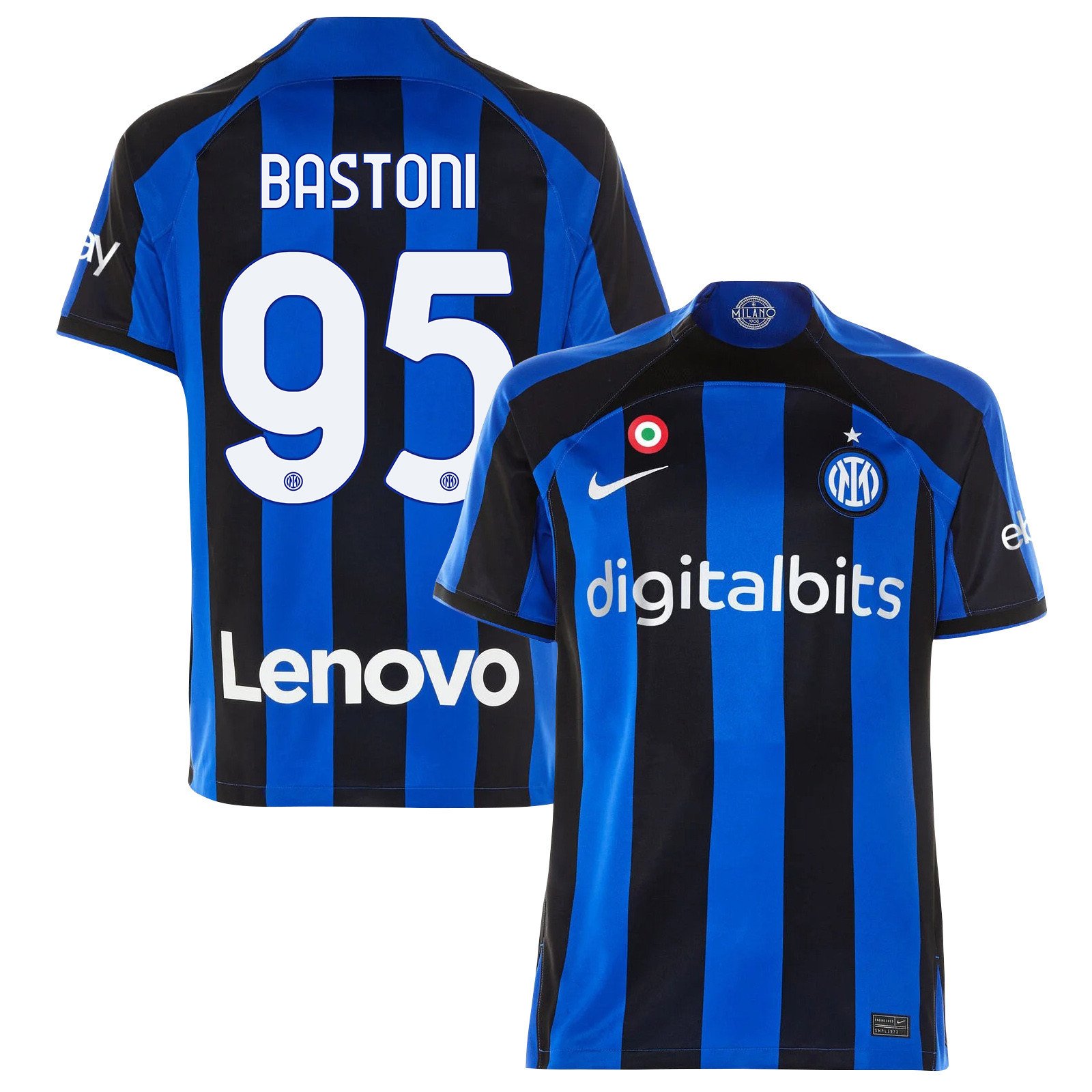 Alessandro Bastoni 95 Inter Milan 2022/23 Home Men Jersey – Black/Blue Stripes