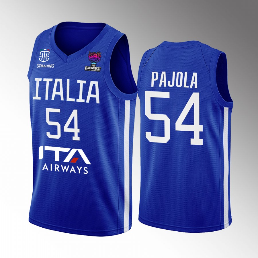 Alessandro Pajola Italy Team EuroBasket 2022 Blue Jersey Home #54