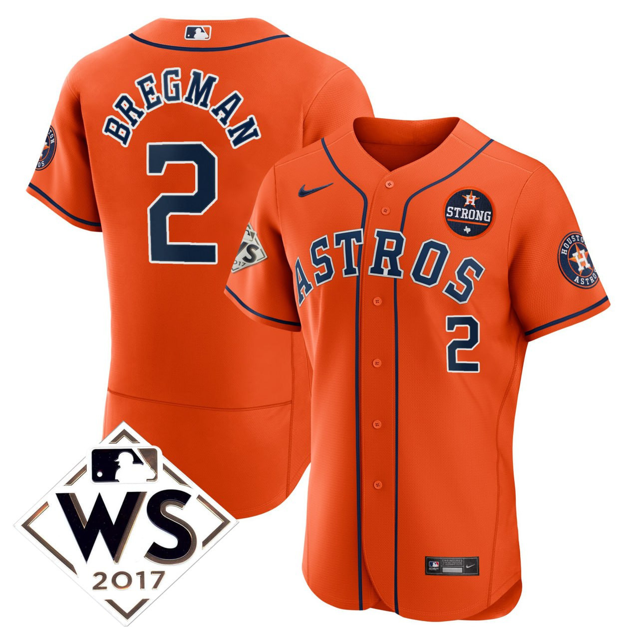Alex Bregman Houston Astros 2017 World Series Orange Jersey - All Stitched