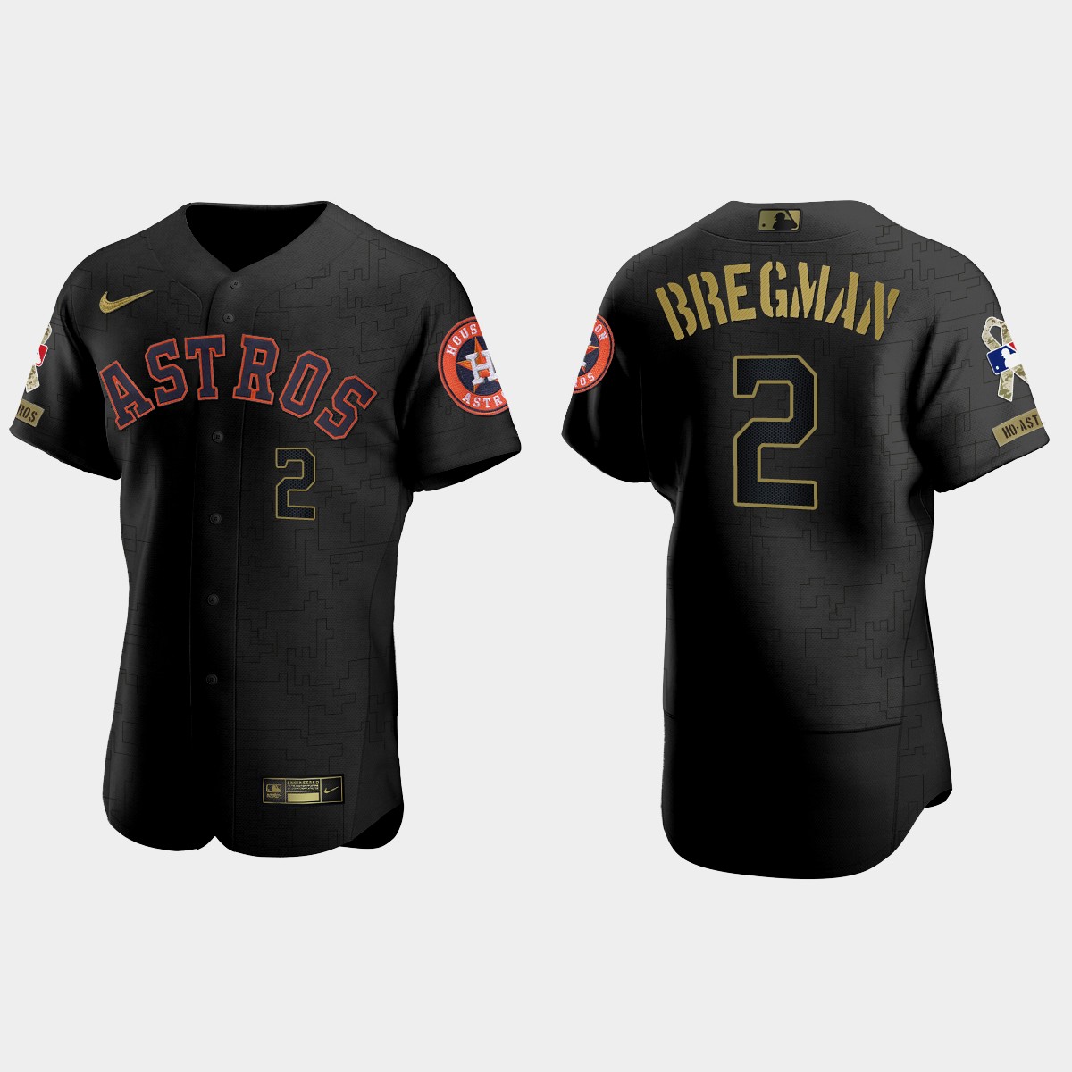 Alex Bregman Houston Astros 2021 Salute to Service Jersey – All Black