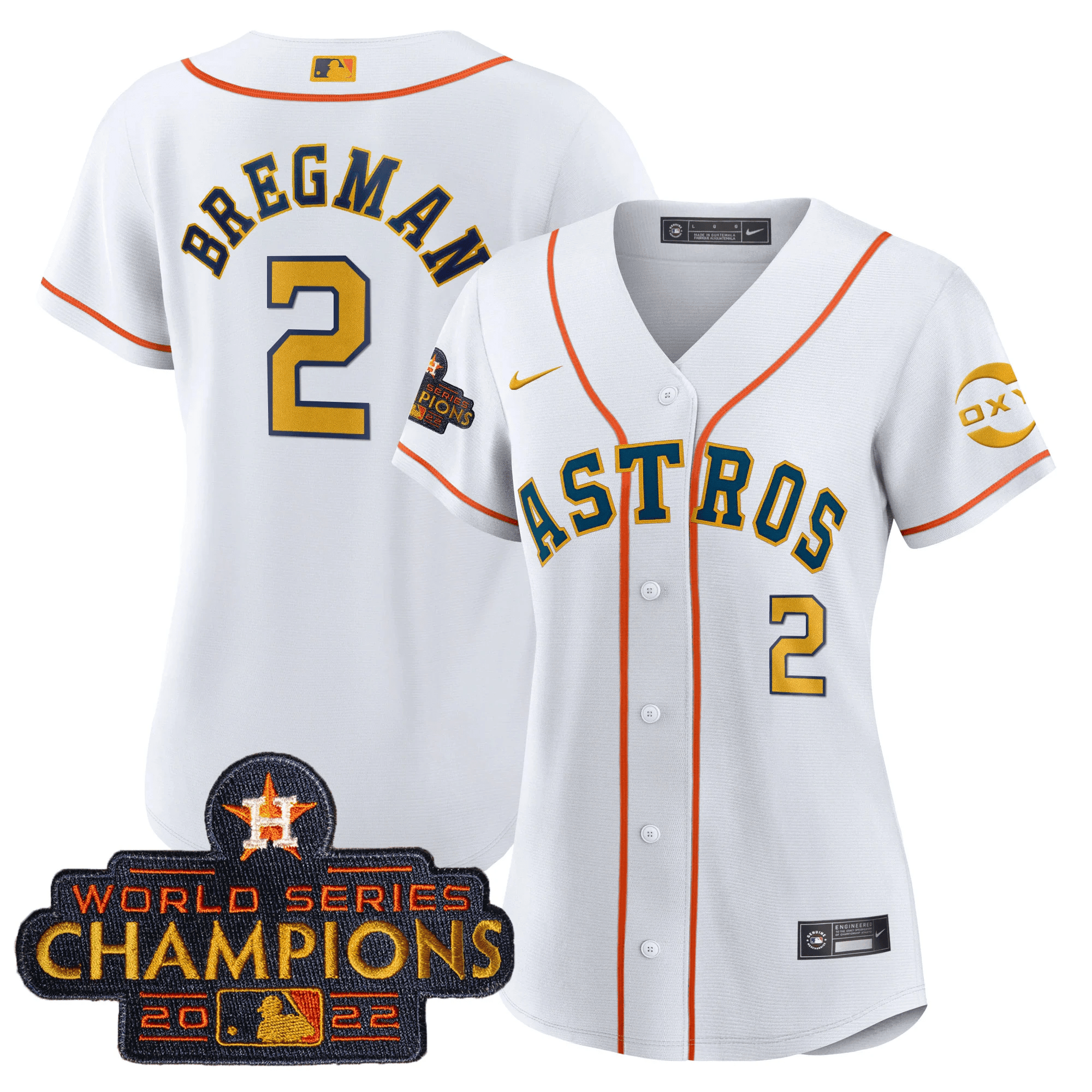 Alex Bregman Houston Astros 2022 Champions Gold Rush Oxy Patch Flex Base Jersey - All Stitched
