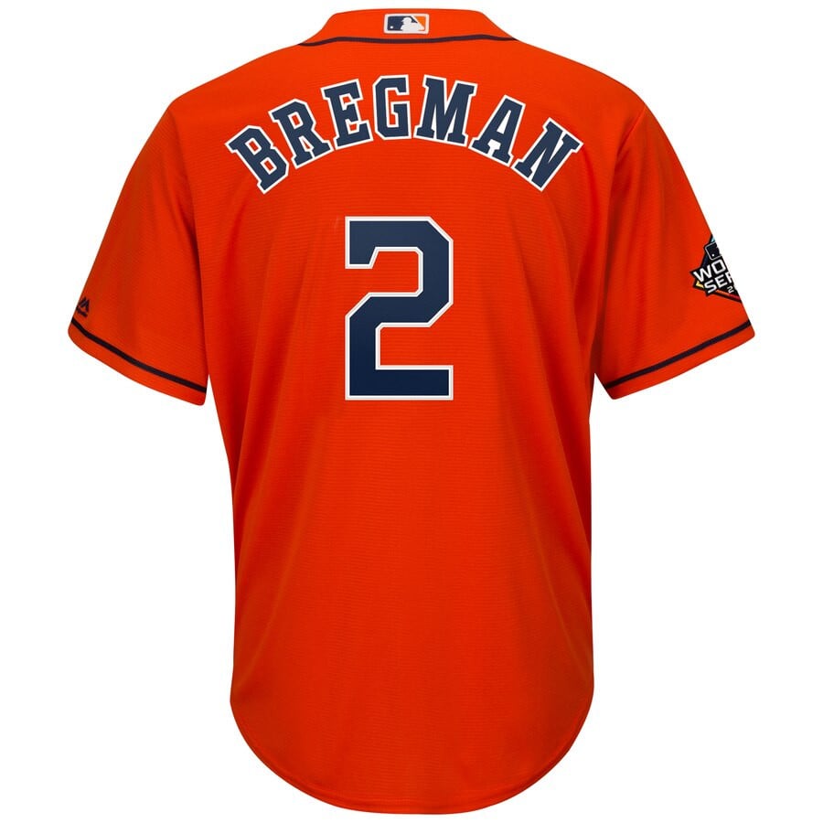 Alex Bregman Houston Astros Majestic 2019 World Series Bound Official Cool Base Player Stitched Jersey – Orange