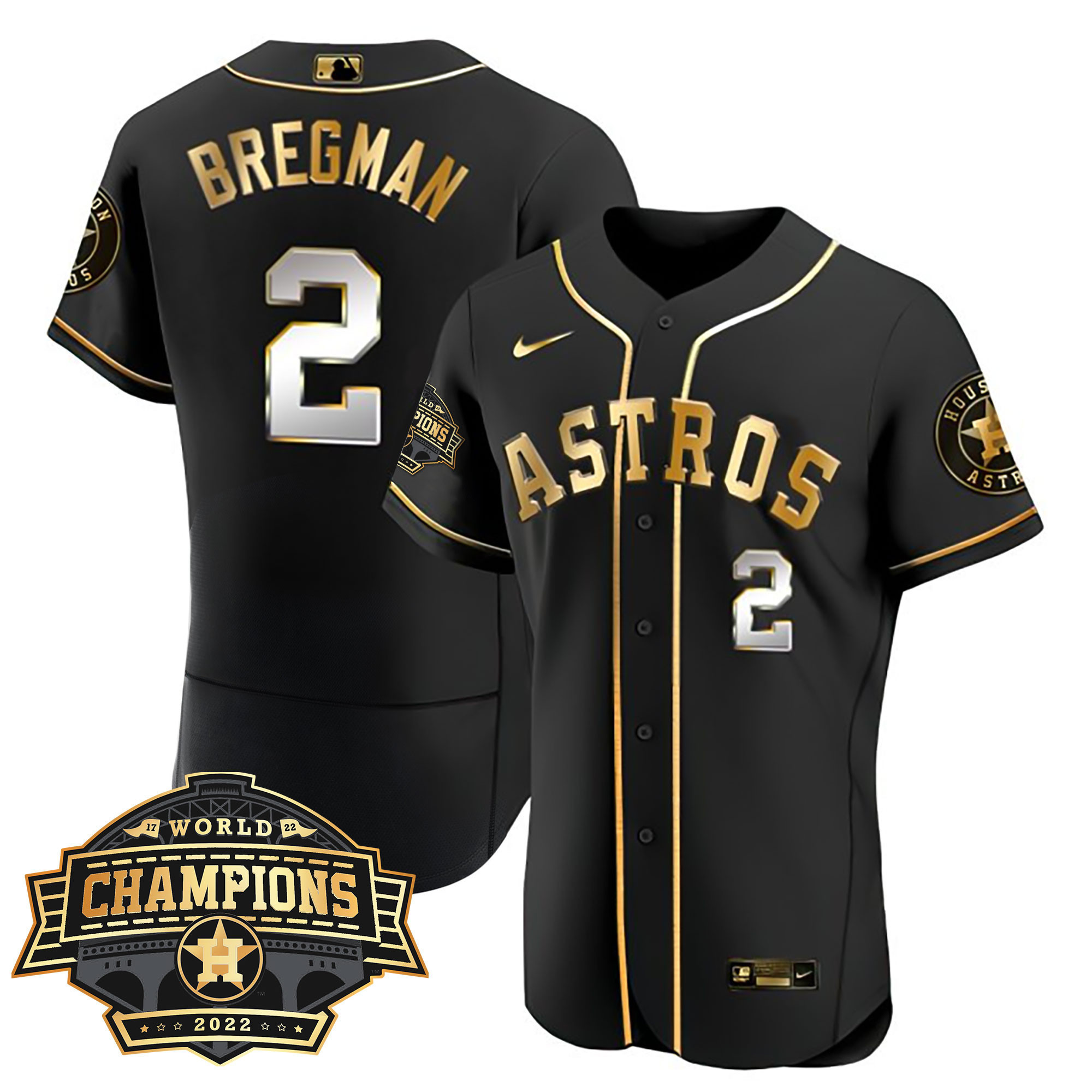 Alex Bregman Men's Houston Astros 2022 Champions Limited Flex Black Jersey - All Stitched