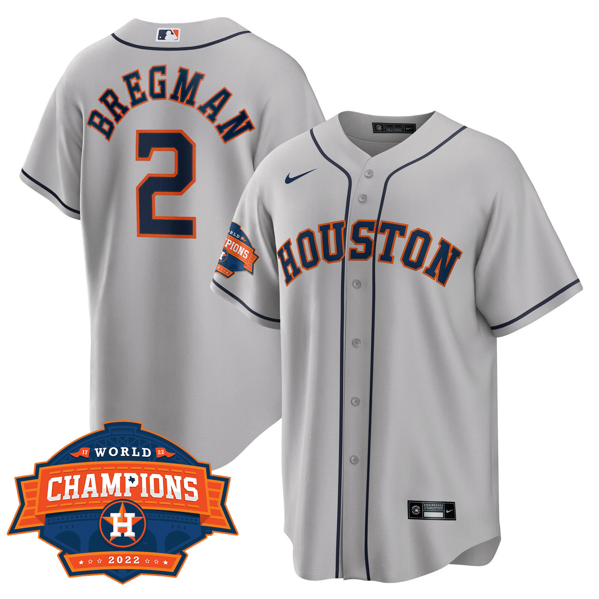 Alex Bregman Men's Houston Astros 2022 Champions Limited Gray Road Player Cool Base Jersey - All Stitched