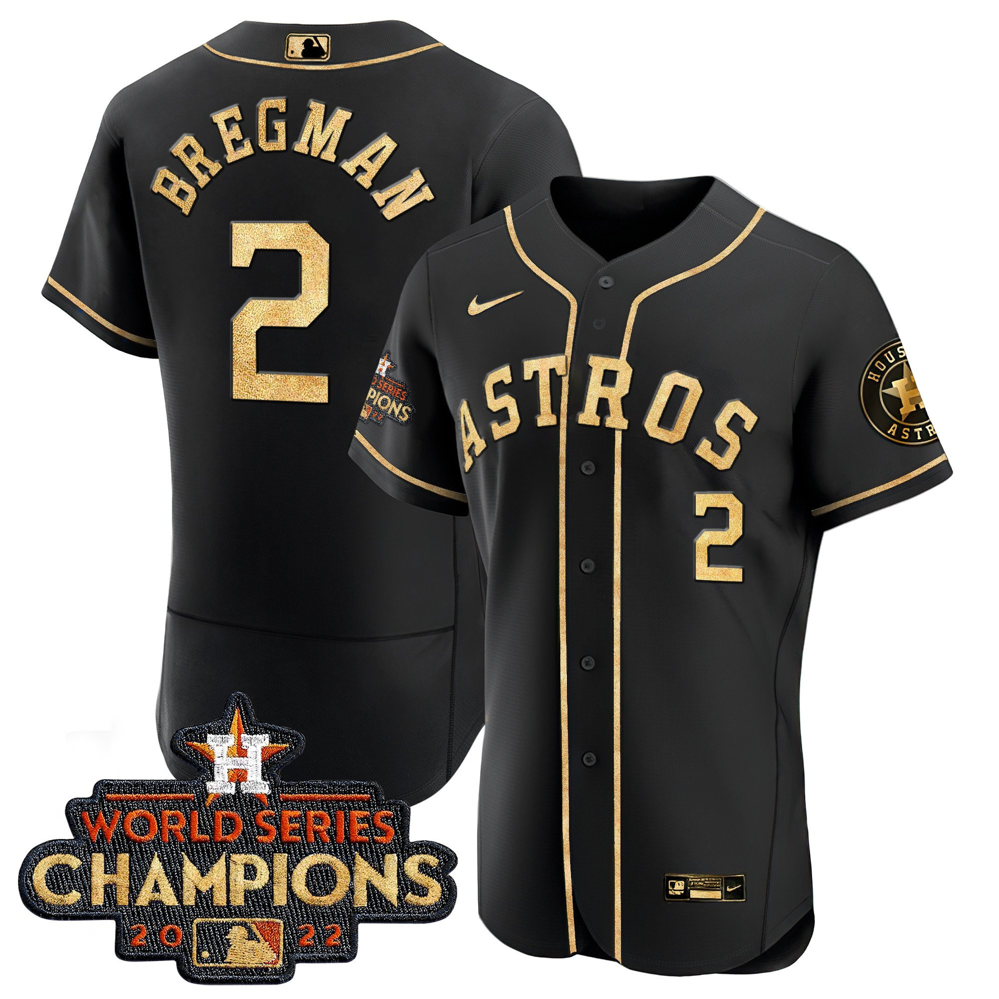 Alex Bregman Men's Houston Astros 2022 World Series Champions Color Rush Flex Black Jersey - All Stitched