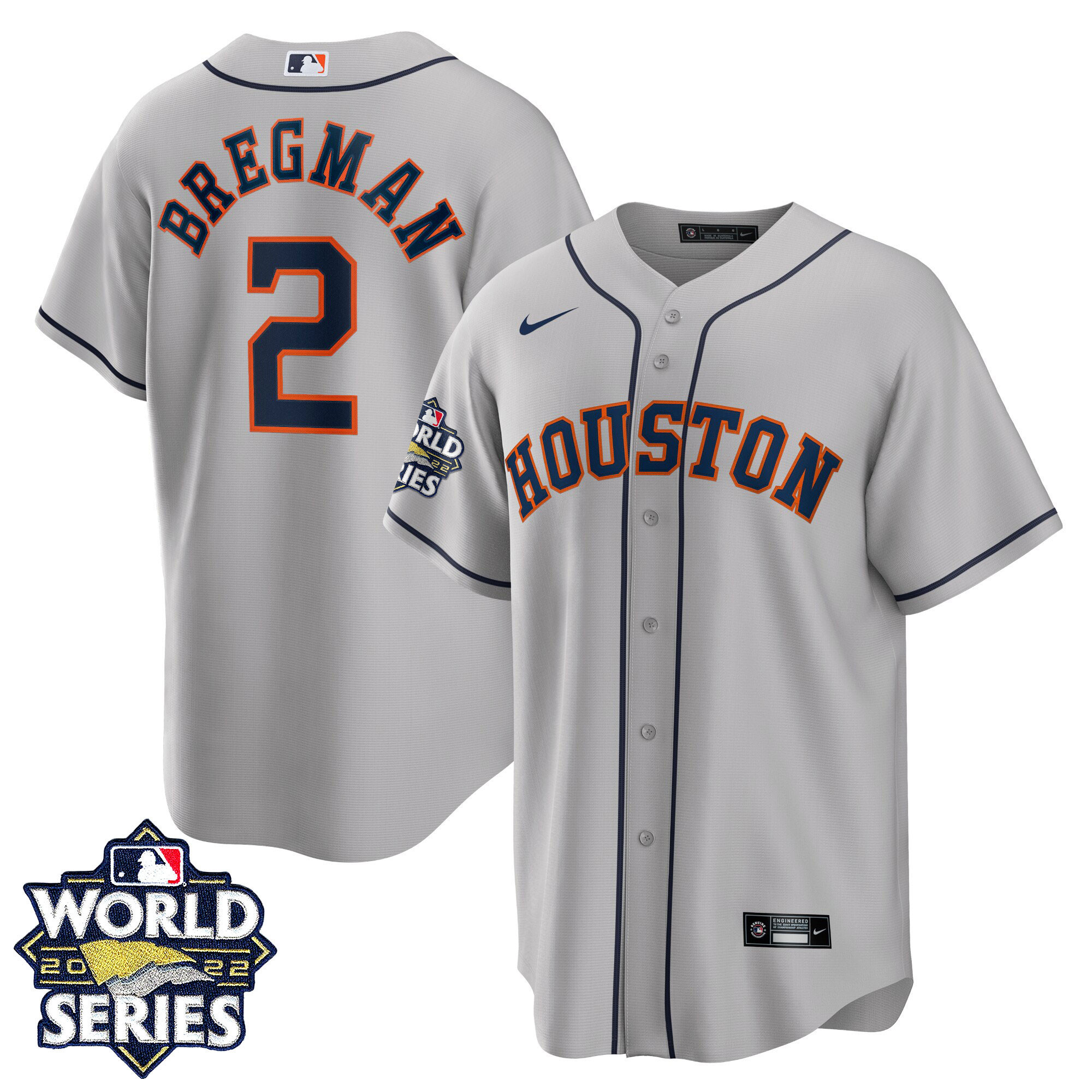 Alex Bregman Men's Houston Astros 2022 World Series Gray Road Player Cool Base Jersey - All Stitched