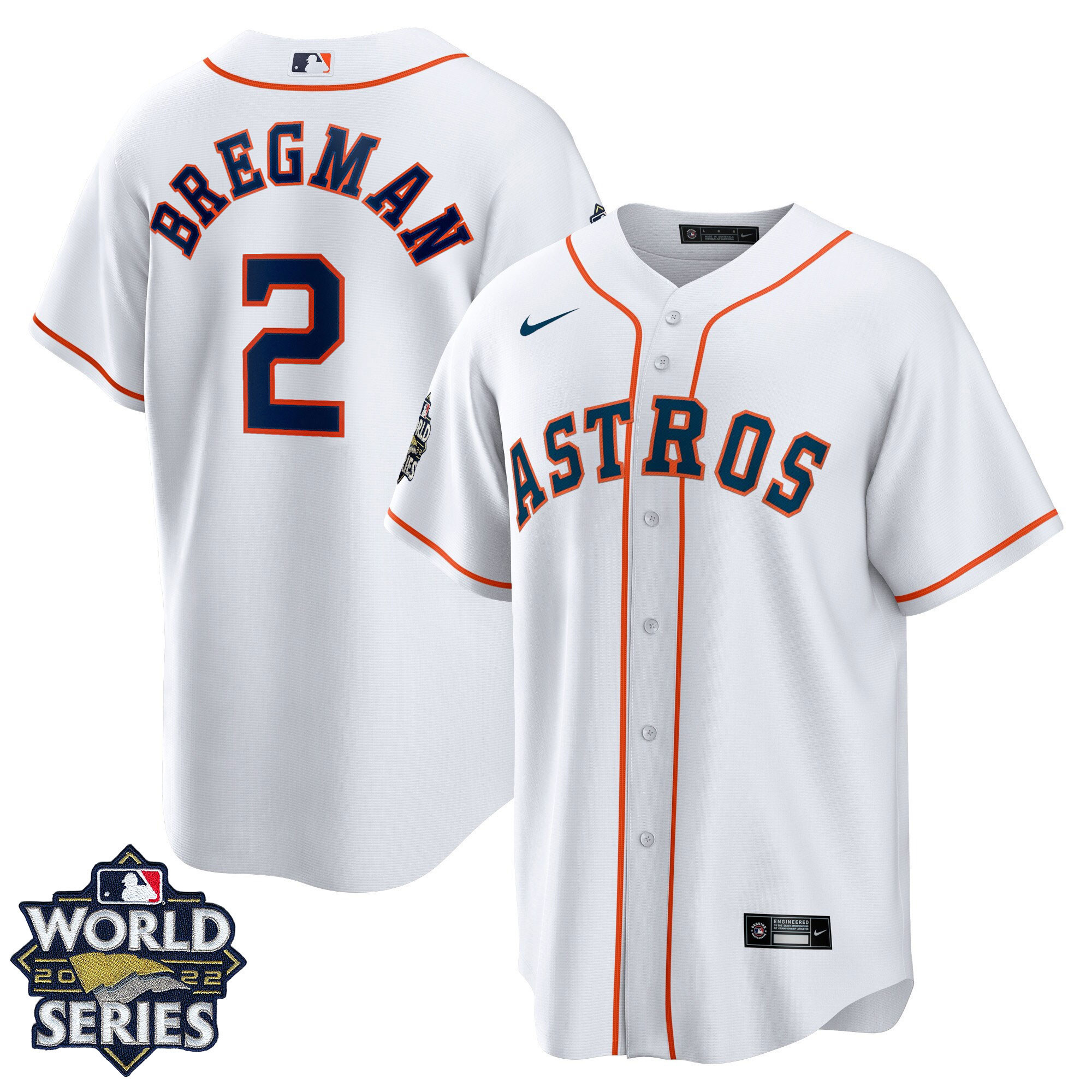 Alex Bregman Men's Houston Astros 2022 World Series Home Player - White Cool Base Jersey - All Stitched