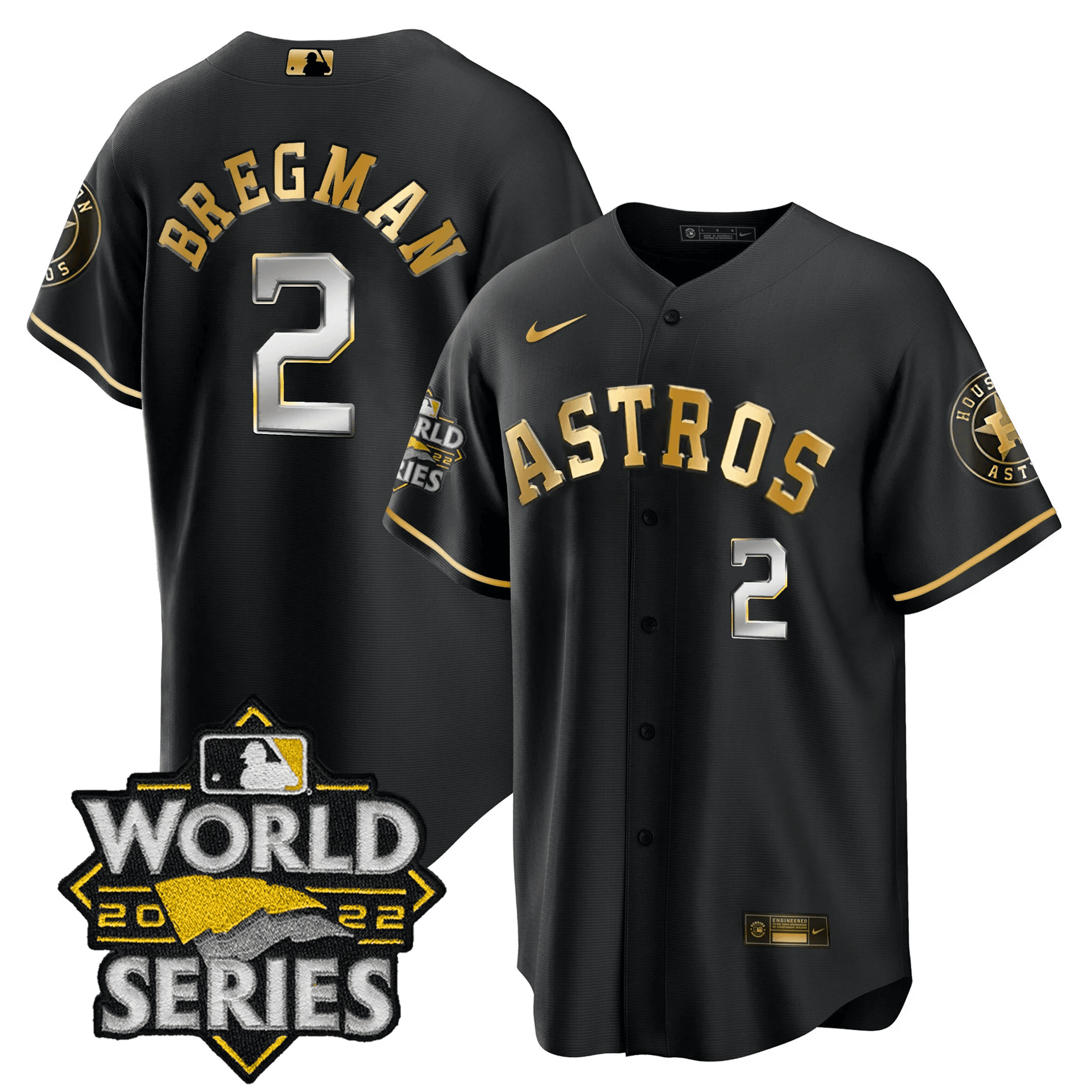 Alex Bregman Men's Houston Astros 2022 World Series Player Cool Black Jersey - All Stitched