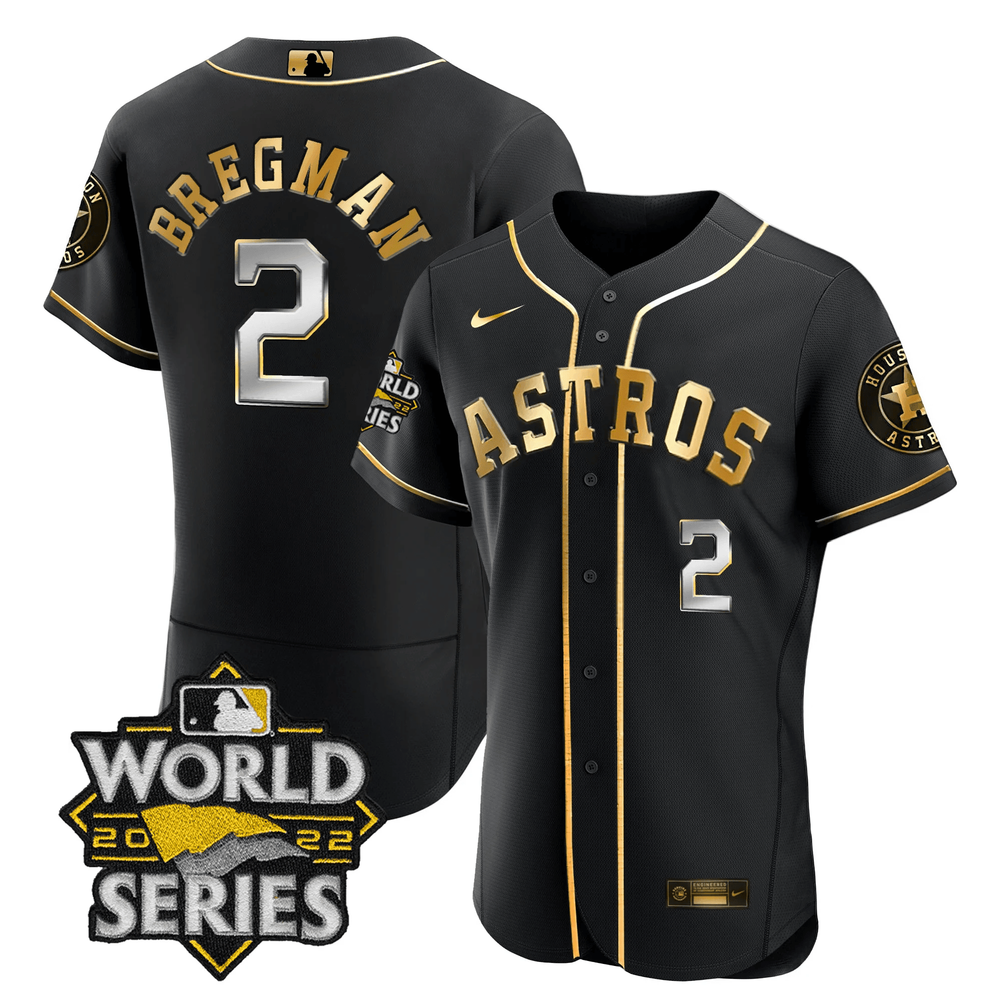 Alex Bregman Men's Houston Astros 2022 World Series Player Flex Black Jersey - All Stitched