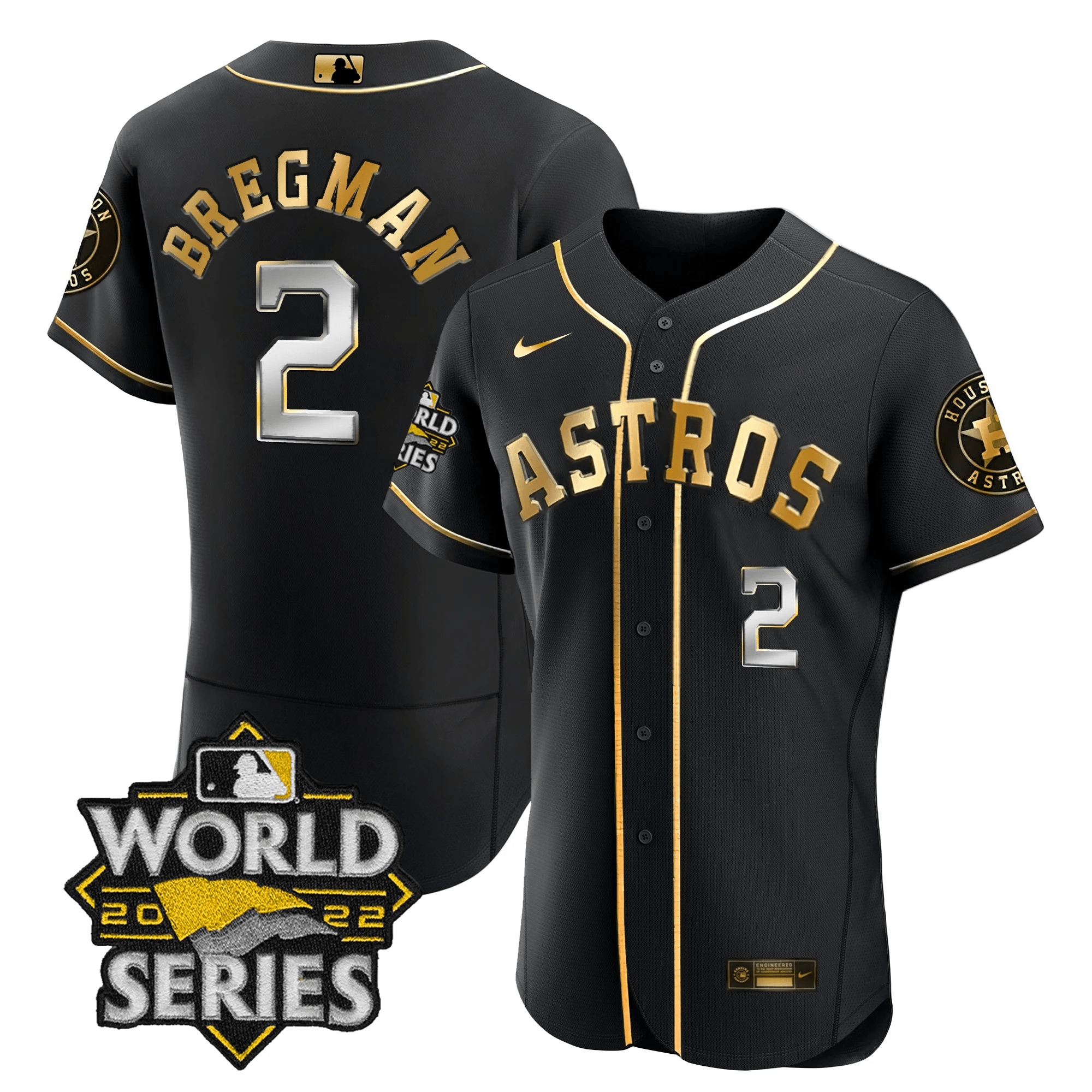 Alex Bregman Men's Houston Astros 2022 World Series Player Flex Black Jersey - All Stitched