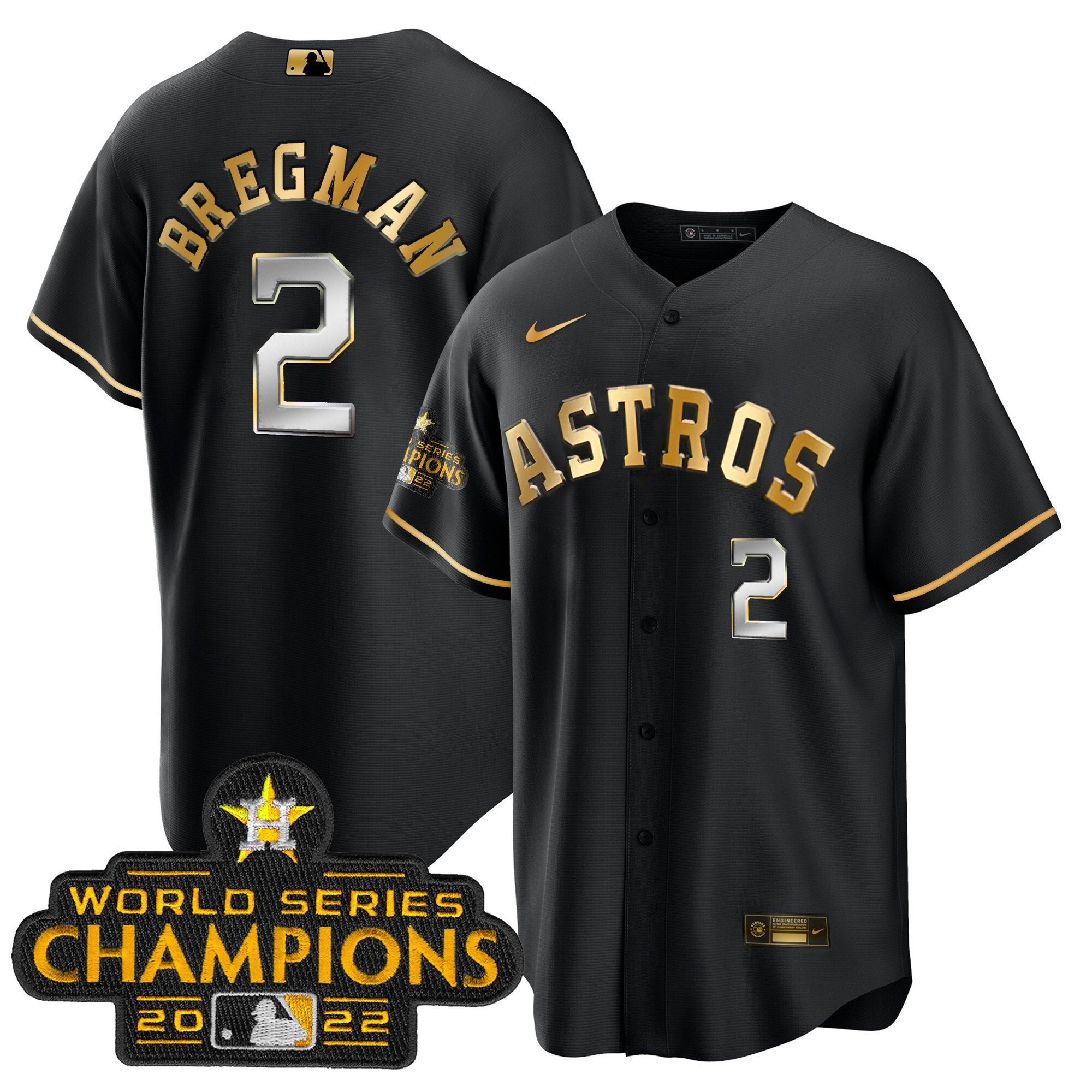 Alex Bregman Men's Houston Astros 2023 Gold Cool Base Collection Black Gold Jersey - All Stitched