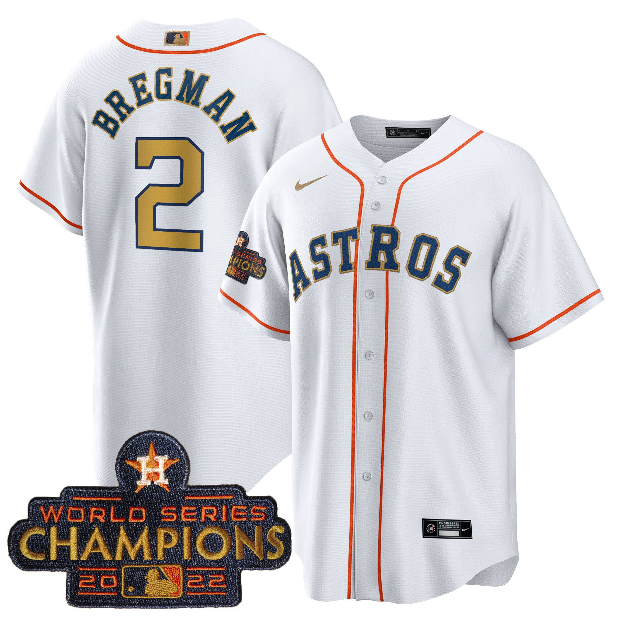 Alex Bregman Men's Houston Astros 2023 Gold Cool Base Collection Home Gold Jersey - All Stitched