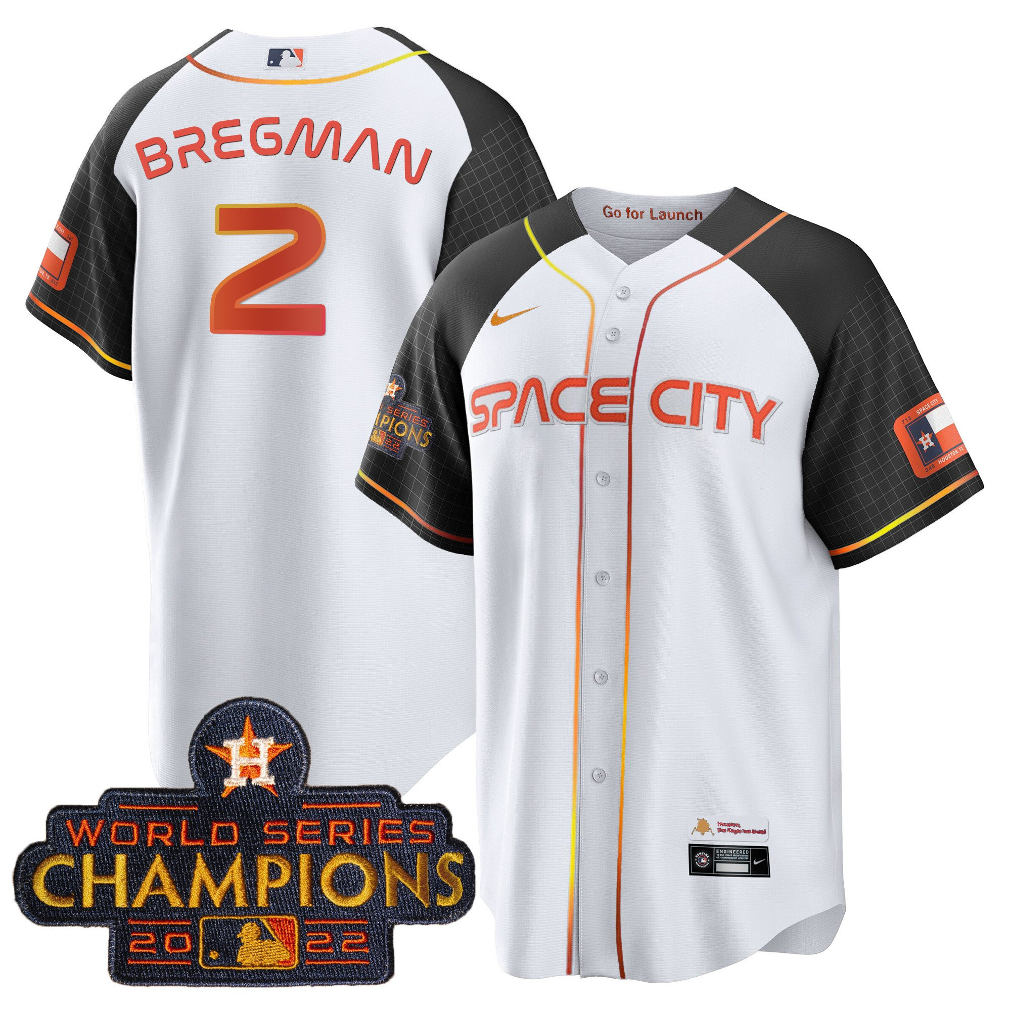 Alex Bregman Men's Houston Astros 2023 Space City Champions Alternate Cool White Jersey - All Stitched