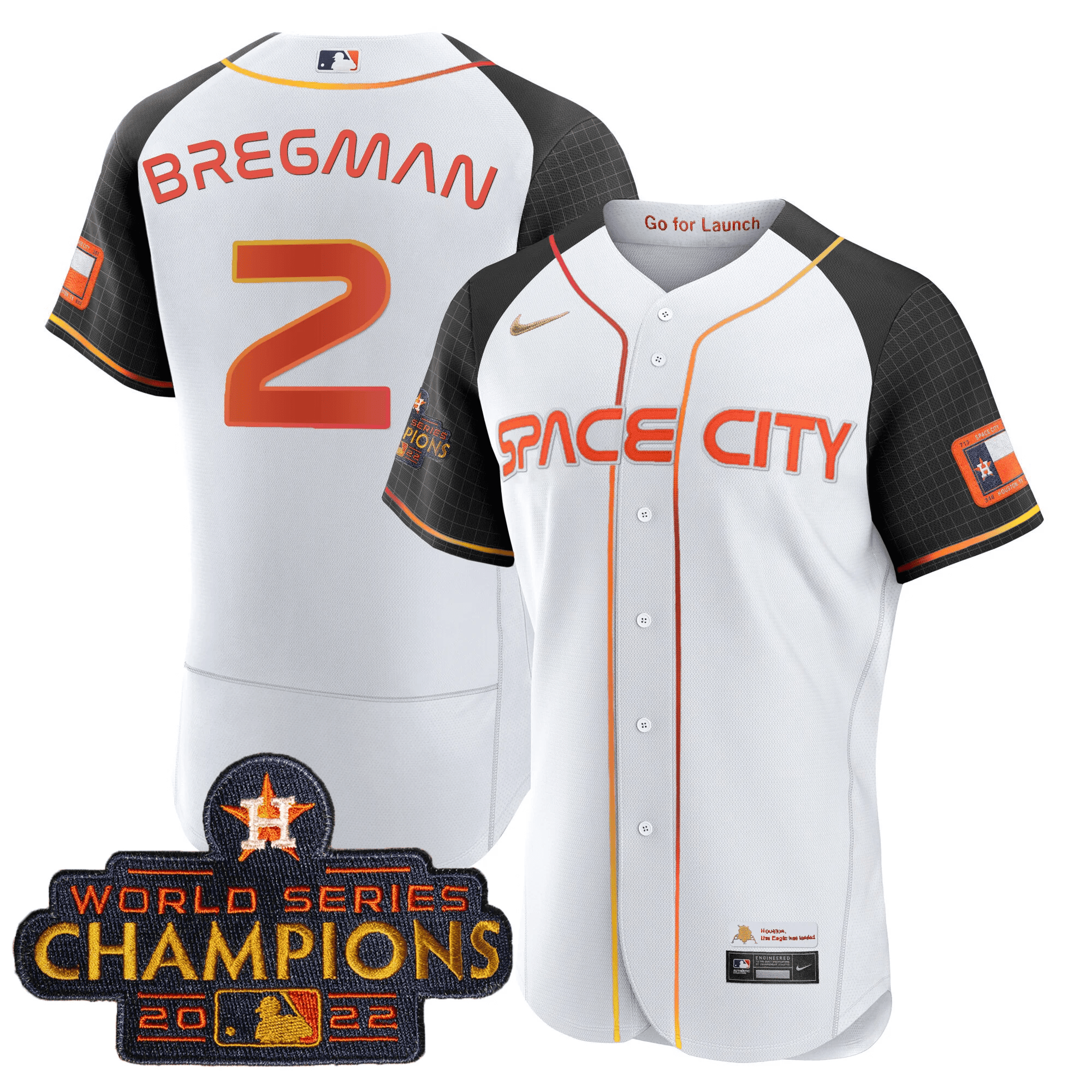 Alex Bregman Men's Houston Astros 2023 Space City Champions Alternate Flex White Jersey - All Stitched