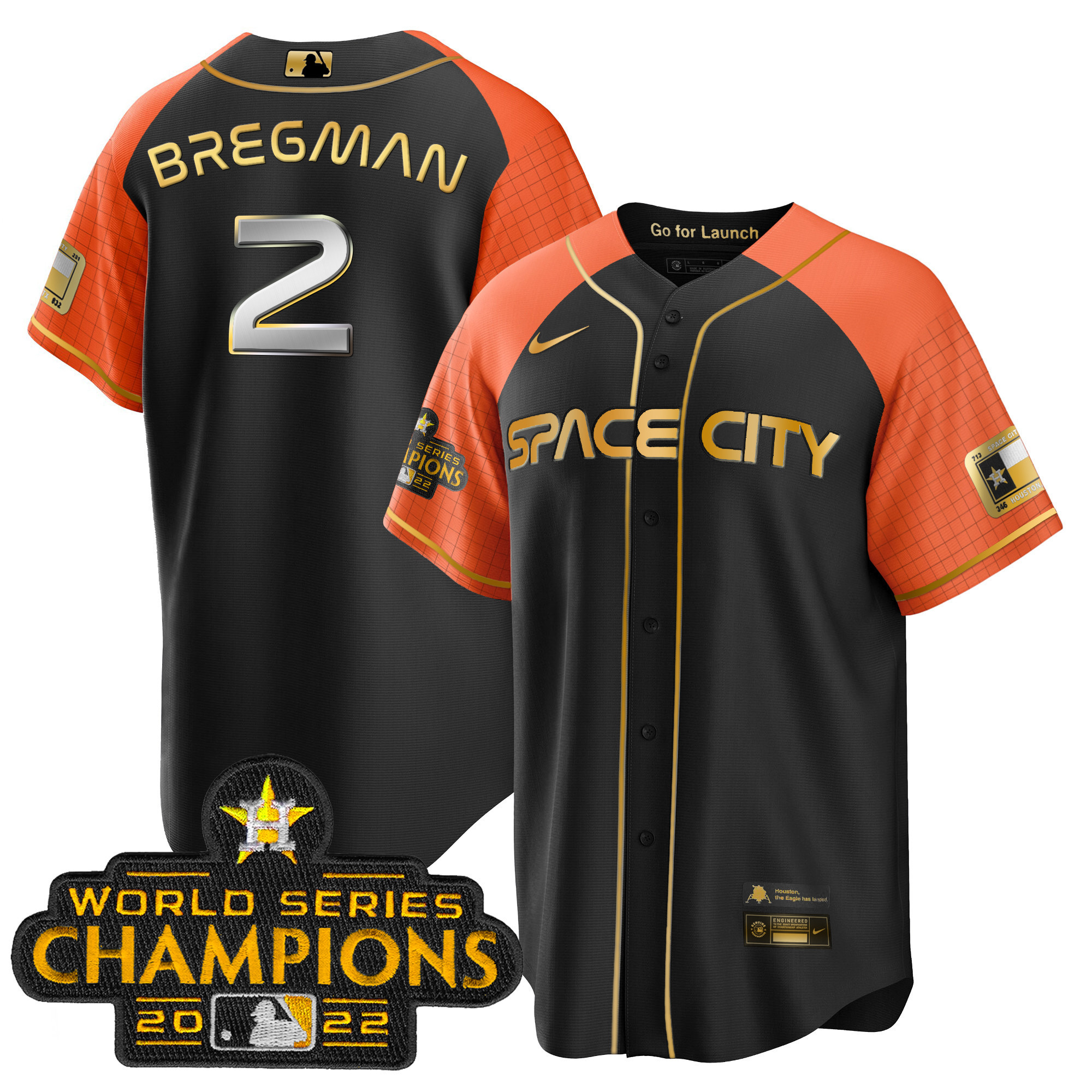 Alex Bregman Men's Houston Astros 2023 Space City Champions Cool Alternate Jersey - All Stitched