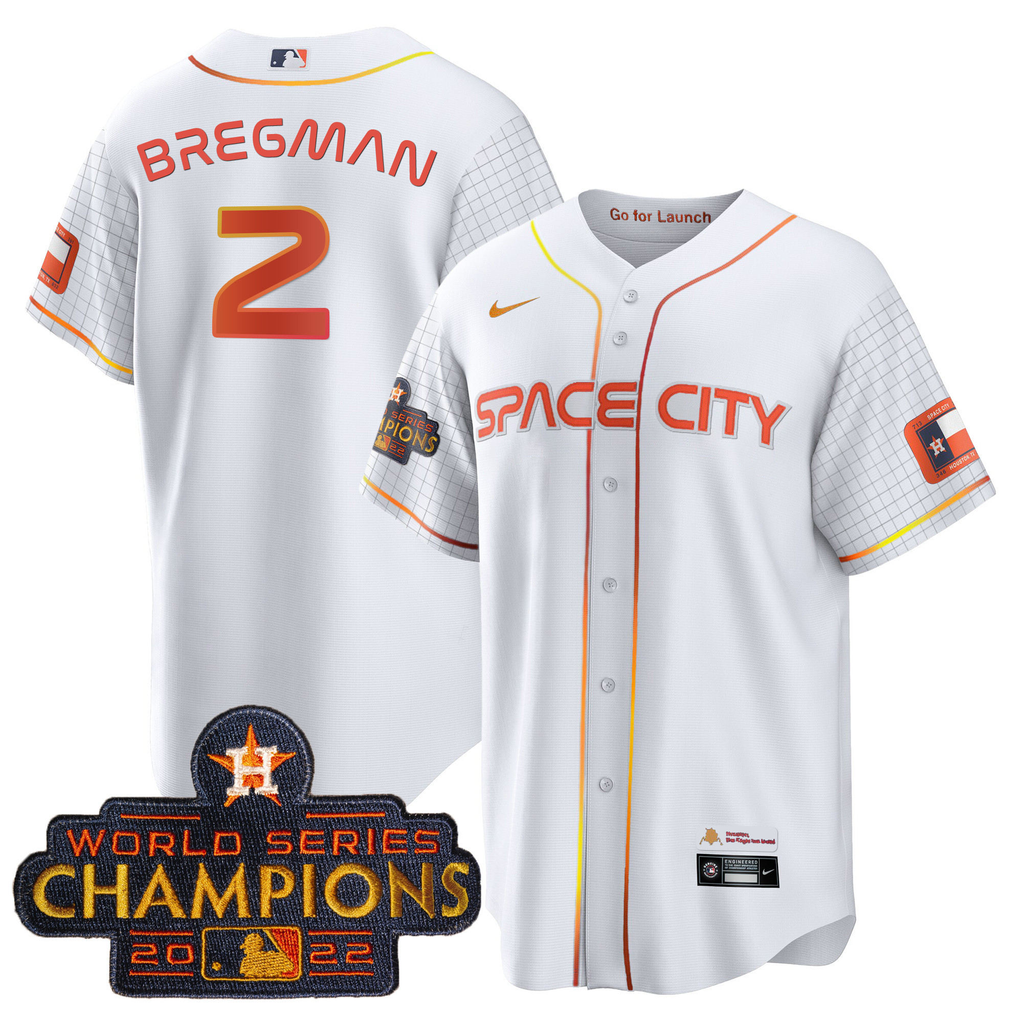 Alex Bregman Men's Houston Astros 2023 Space City Champions Cool White Jersey - All Stitched