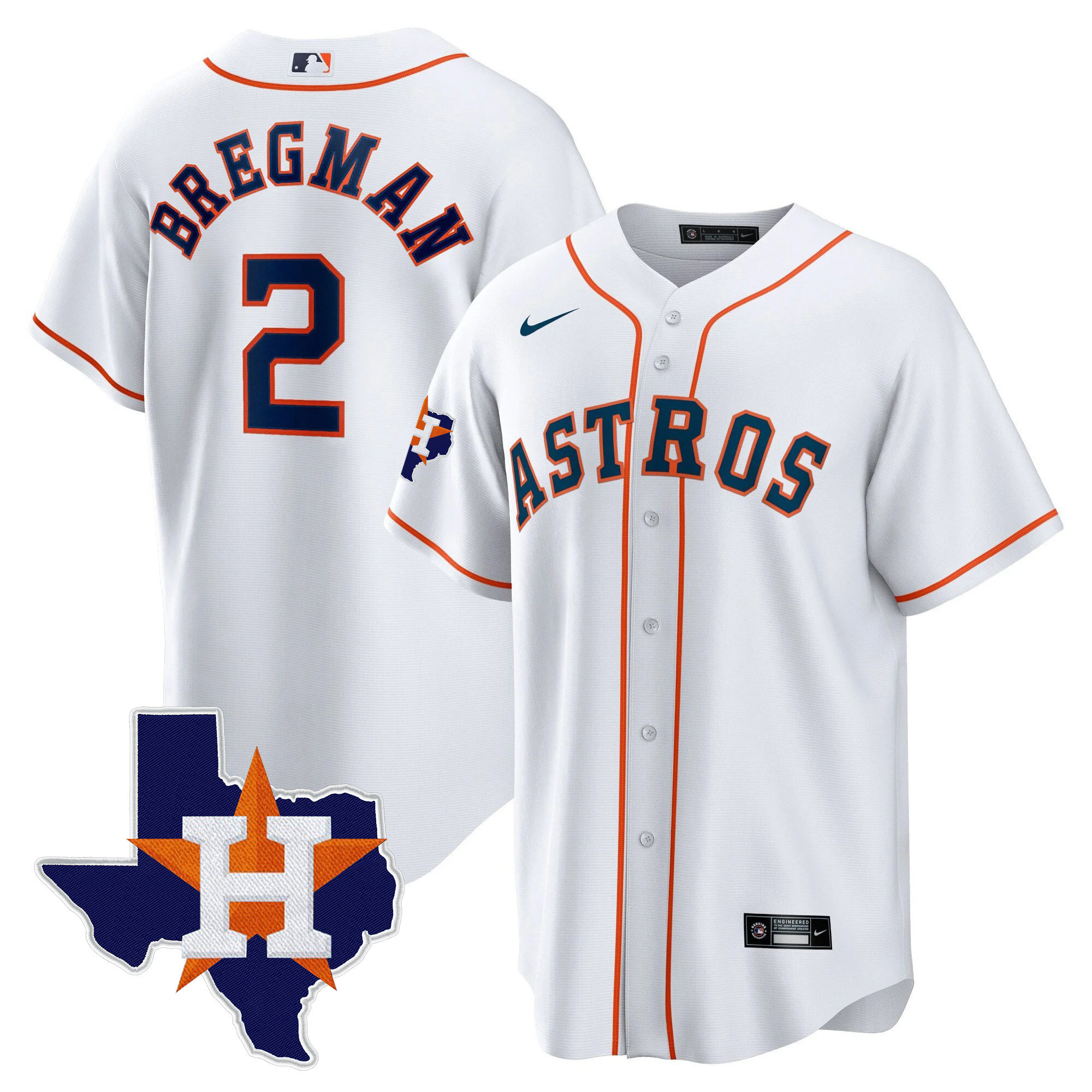 Alex Bregman Men's Houston Astros 2024 Gold - Texas Patch Cool Home Jersey - All Stitched