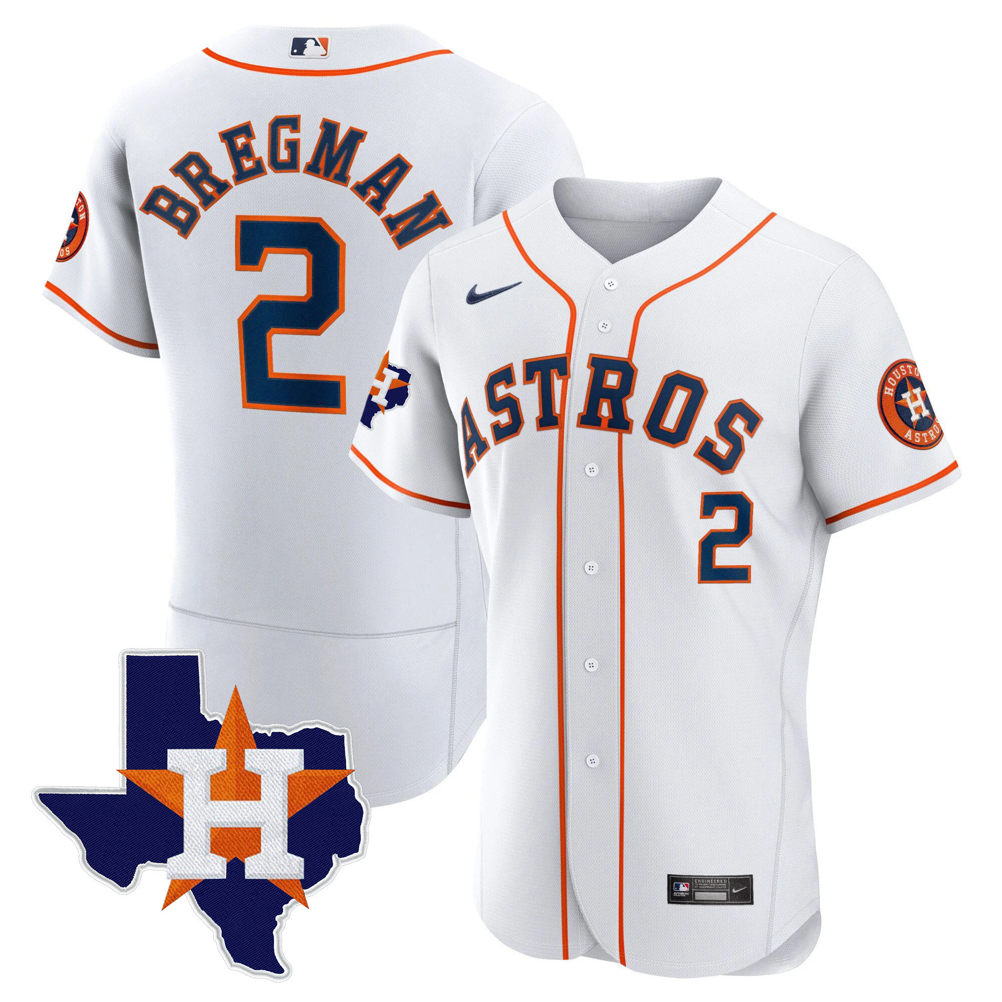 Alex Bregman Men's Houston Astros 2024 Gold - Texas Patch Flex Home Jersey - All Stitched