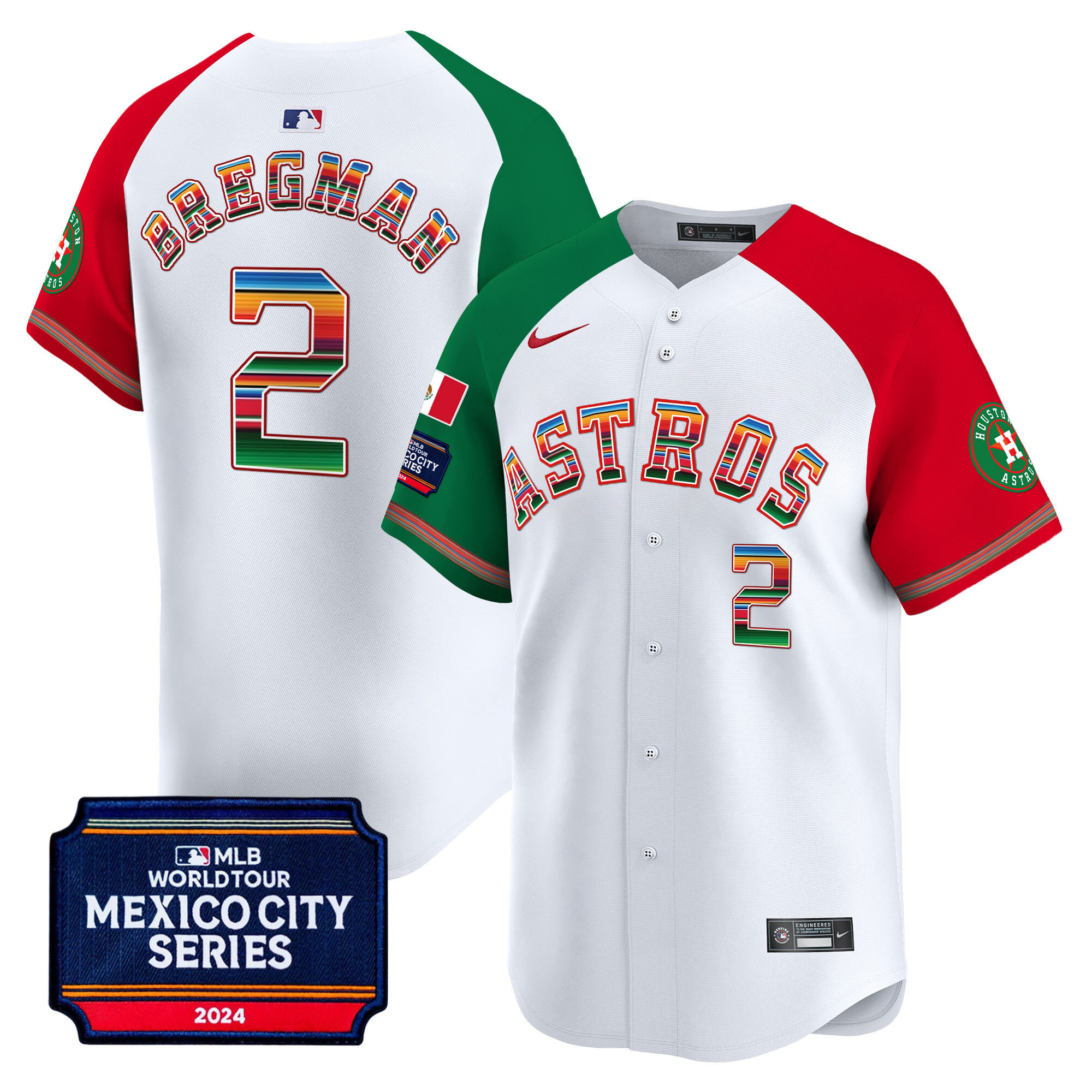 Alex Bregman Men's Houston Astros 2024 Mexico City Series Patch Vapor Premier Limited Alternate Jersey - All Stitched