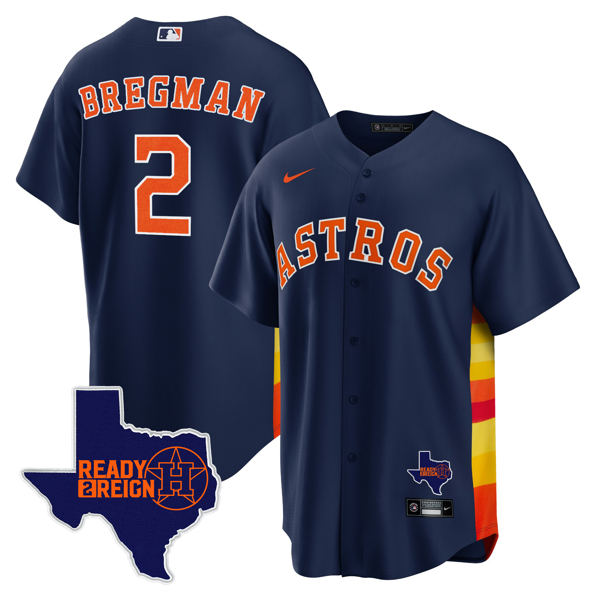 Alex Bregman Men's Houston Astros 2024 Ready 2 Reign Cool Base Navy Jersey - All Stitched