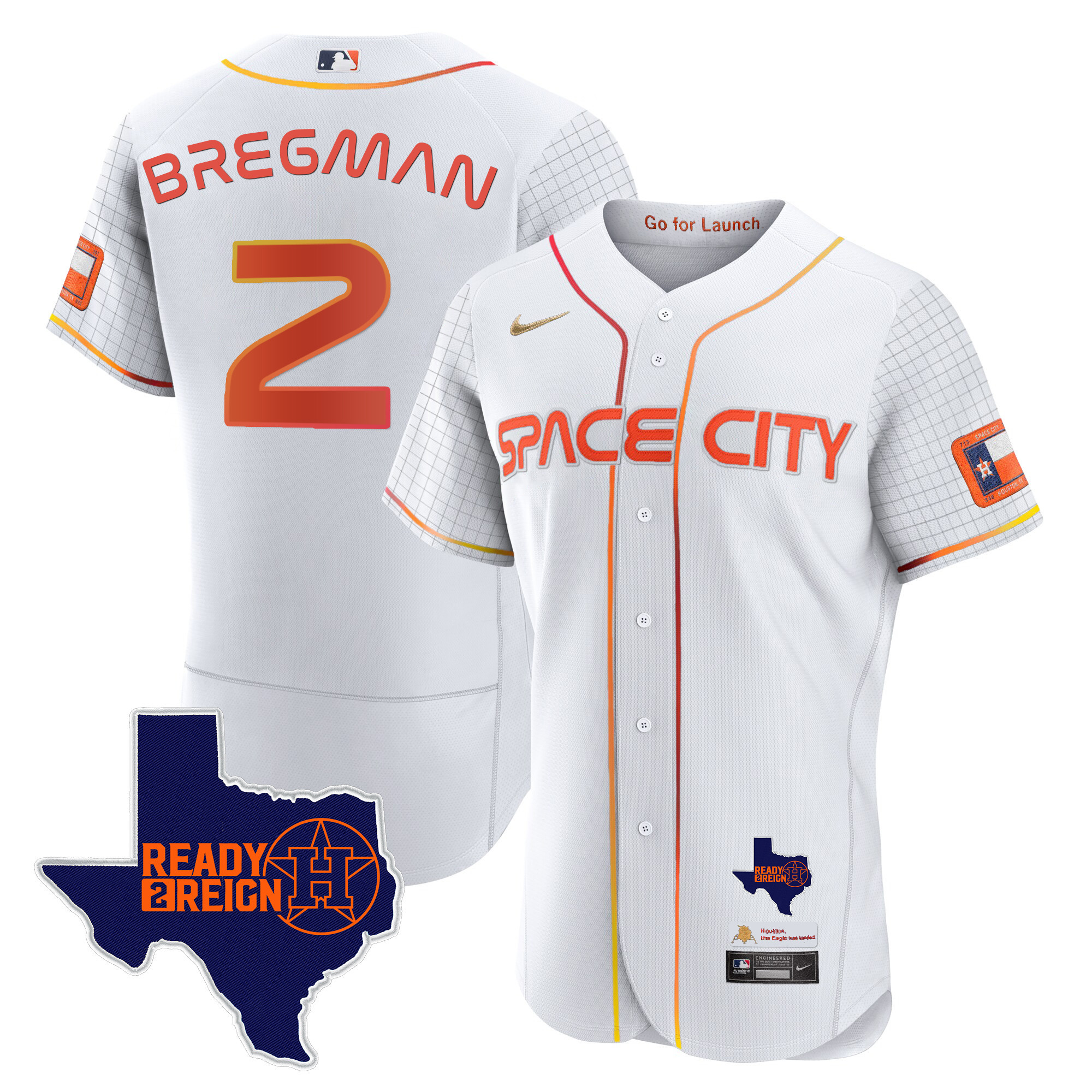 Alex Bregman Men's Houston Astros 2024 Space City Ready 2 Reign Flex Base White Jersey - All Stitched