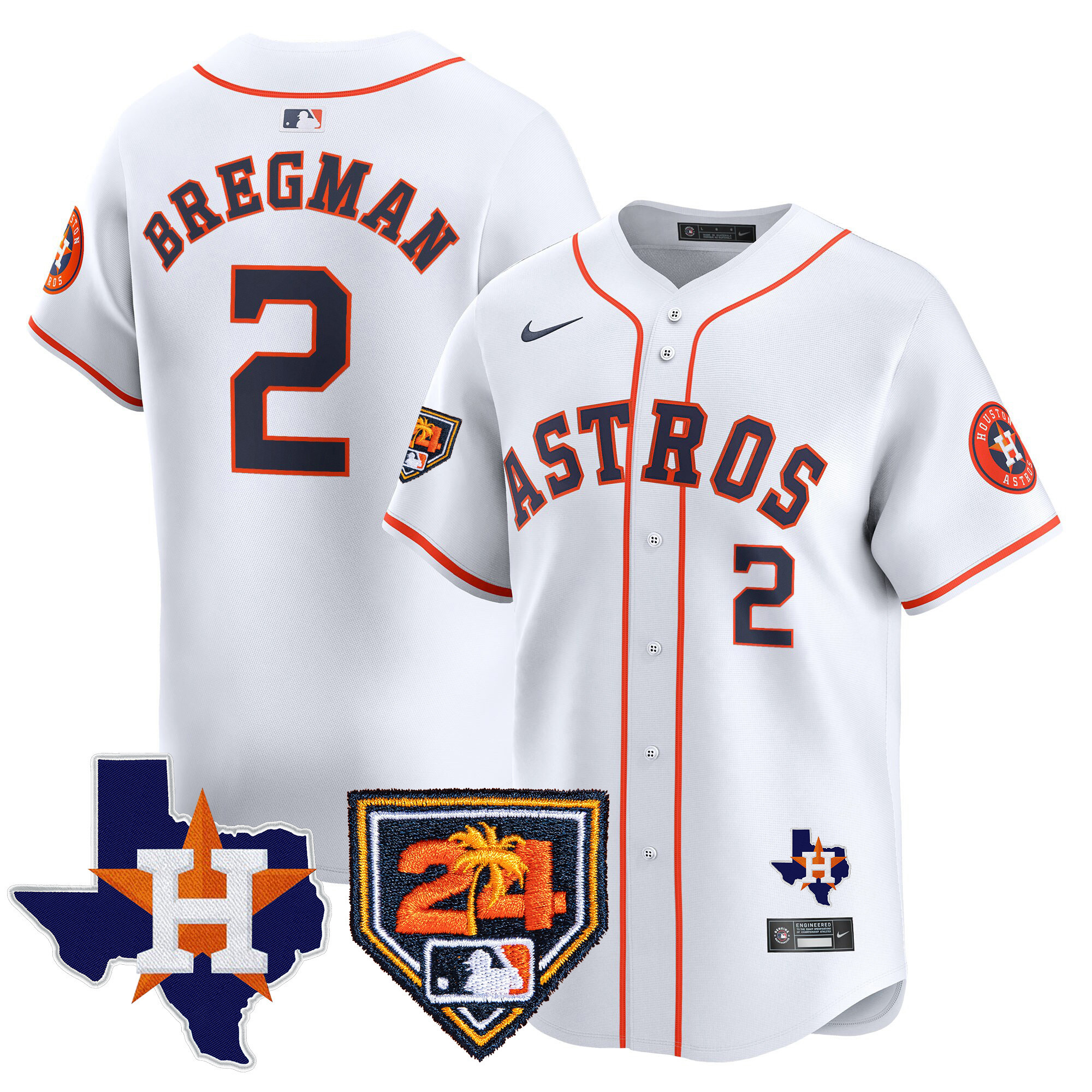 Alex Bregman Men's Houston Astros 2024 Spring Training & Texas Patch Vapor Premier Limited Home Jersey - All Stitched